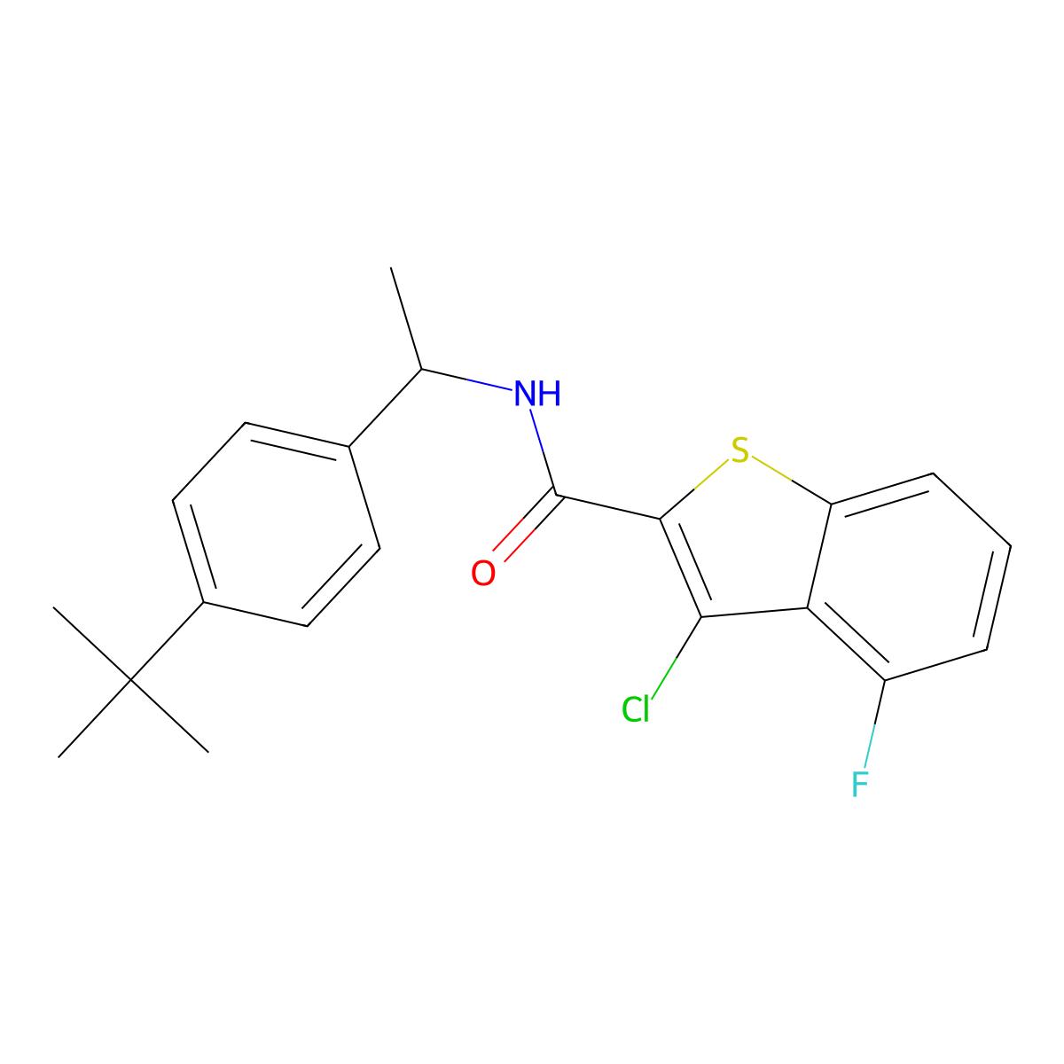 N-[1-(4-tert-butylphenyl)ethyl]-3-chloro-4-fluoro-1-benzothiophene-2-carboxamide molecular structure, CAS 588674-59-3