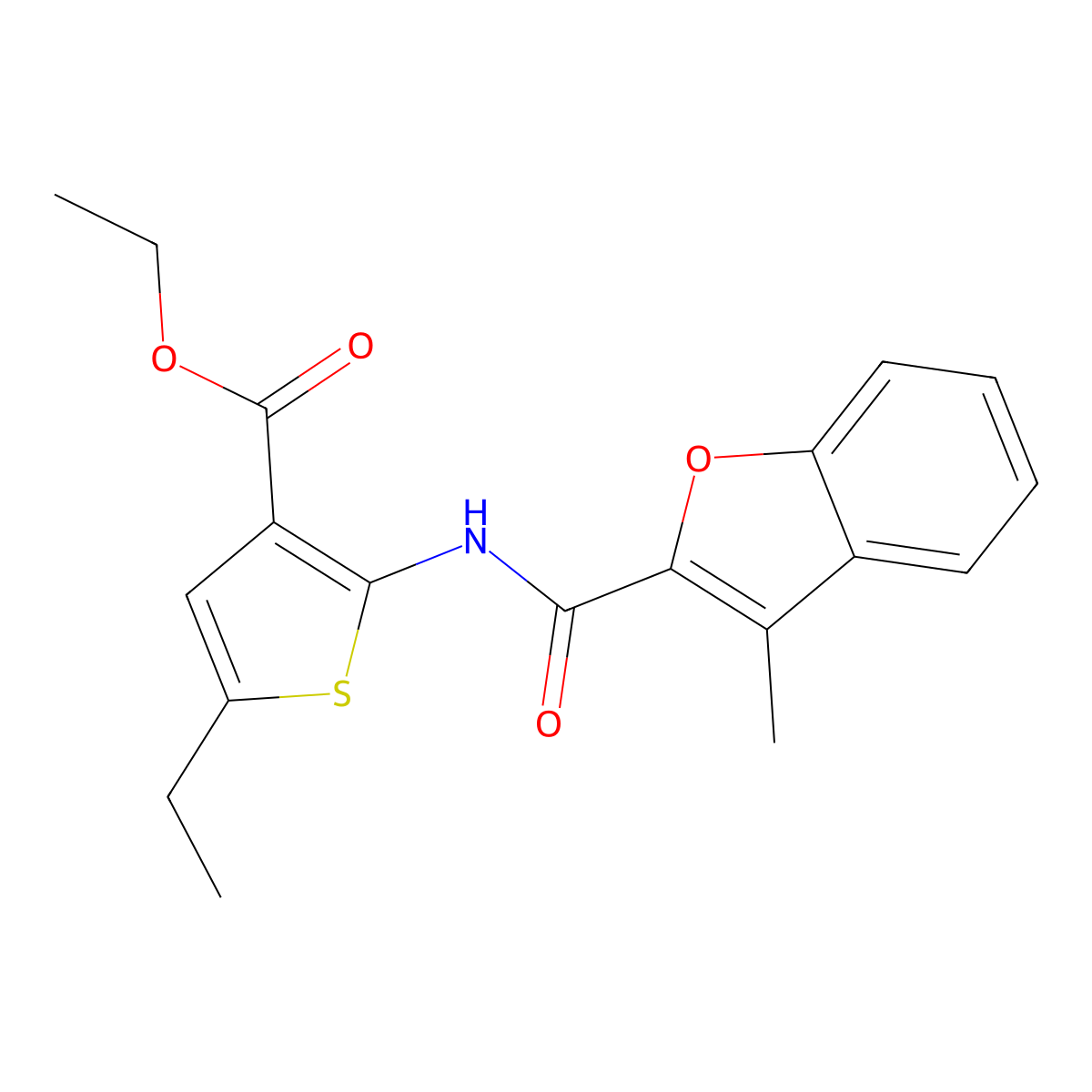 3-Thiophenecarboxylicacid,5-ethyl-2-[[(3-methyl-2-benzofuranyl)carbonyl]amino]-,ethylester(9CI) molecular structure, CAS 588674-69-5