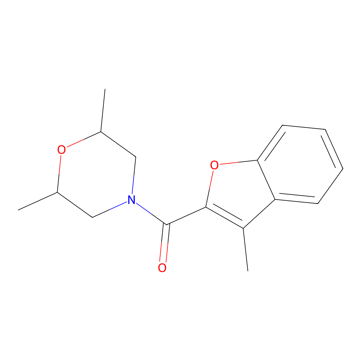 (2,6-Dimethylmorpholino)(3-methylbenzofuran-2-yl)methanone molecular structure, CAS 588674-74-2