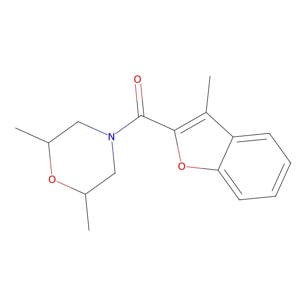 (2,6-Dimethylmorpholino)(3-methylbenzofuran-2-yl)methanone molecular structure, CAS 588674-74-2
