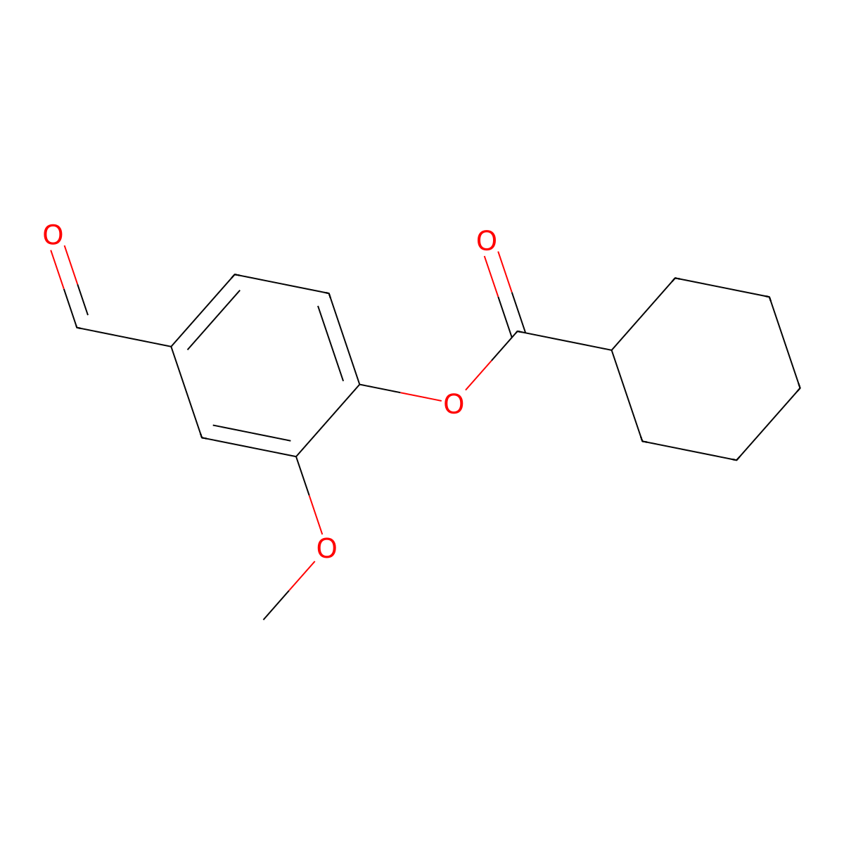 Cyclohexanecarboxylic acid, 4-formyl-2-methoxyphenyl ester molecular structure, CAS 588674-77-5
