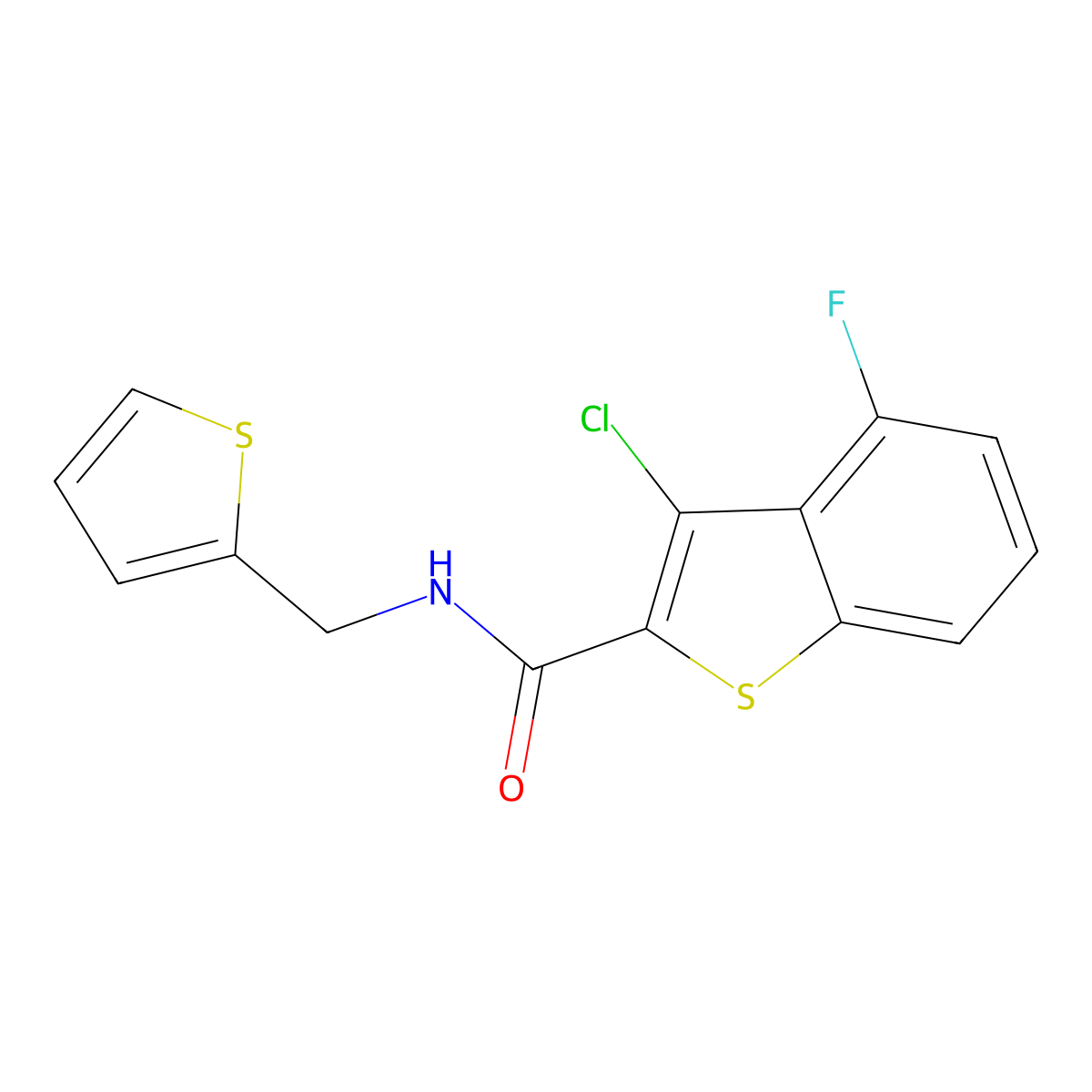 3-chloro-4-fluoro-N-(thiophen-2-ylmethyl)-1-benzothiophene-2-carboxamide molecular structure, CAS 588675-31-4