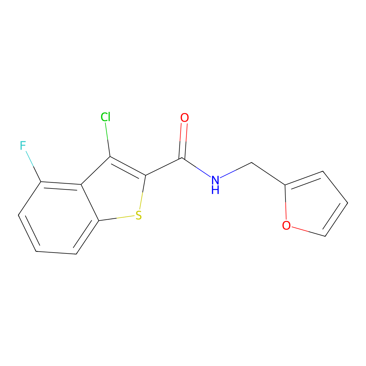 3-Chloro-4-fluoro-N-(furan-2-ylmethyl)benzo[b]thiophene-2-carboxamide molecular structure, CAS 588675-33-6