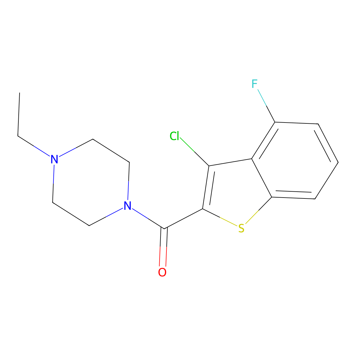 3-Chloro-4-fluorobenzo[b]thiophen-2-yl 4-ethylpiperazinyl ketone molecular structure, CAS 588675-48-3