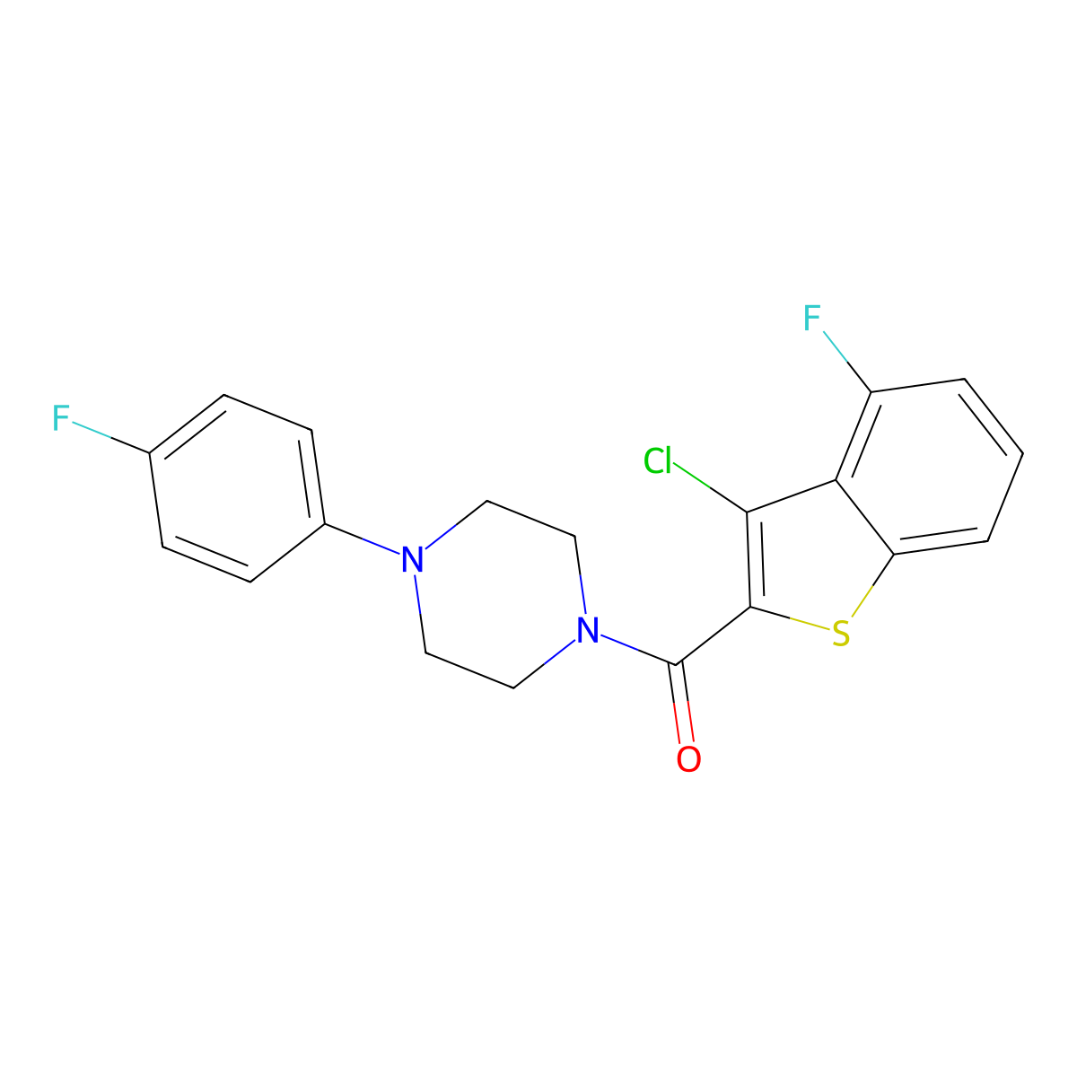 (3-Chloro-4-fluoro-1-benzothiophen-2-yl)[4-(4-fluorophenyl)piperazin-1-yl]methanone molecular structure, CAS 588675-50-7