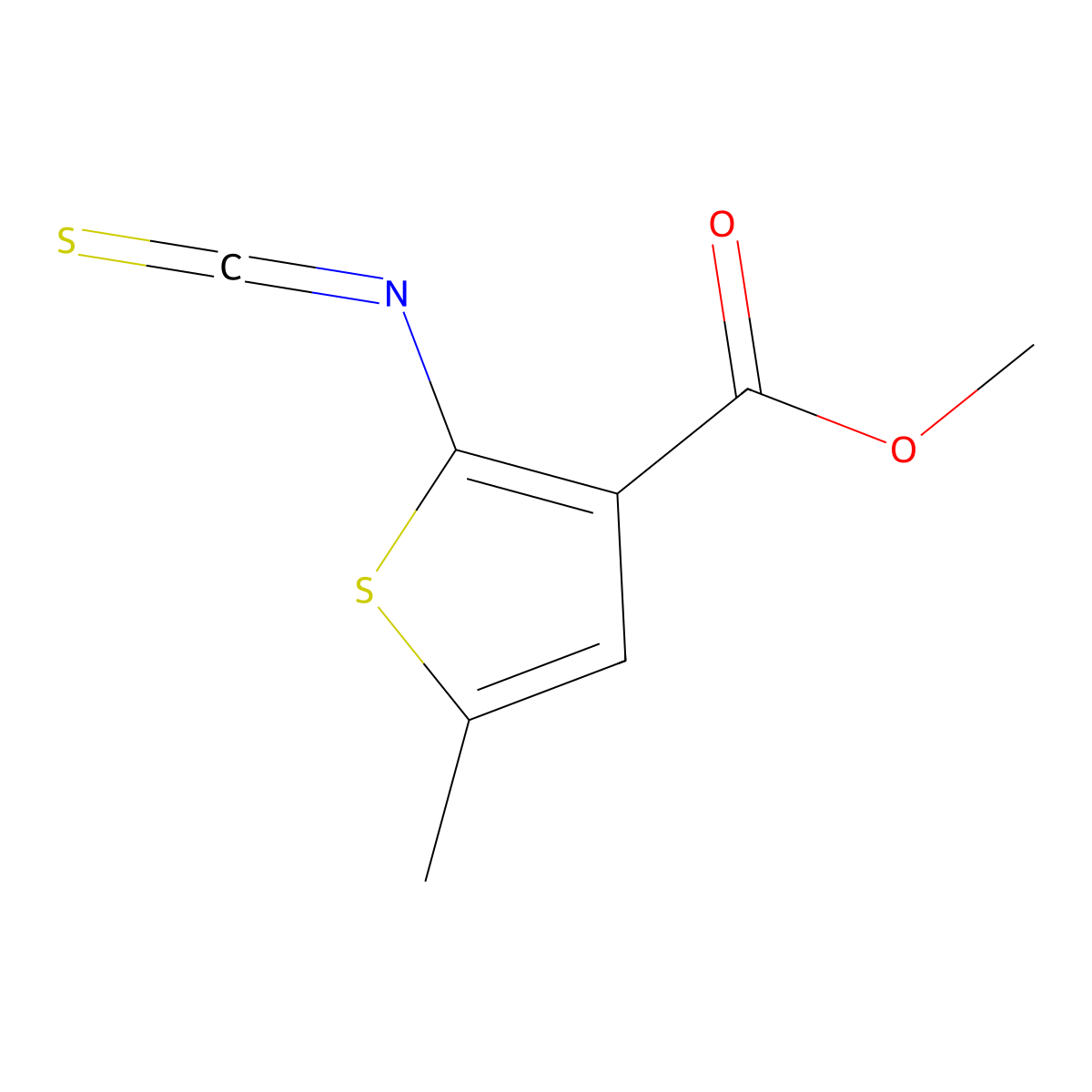 Methyl 2-isothiocyanato-5-methylthiophene-3-carboxylate molecular structure, CAS 588675-85-8