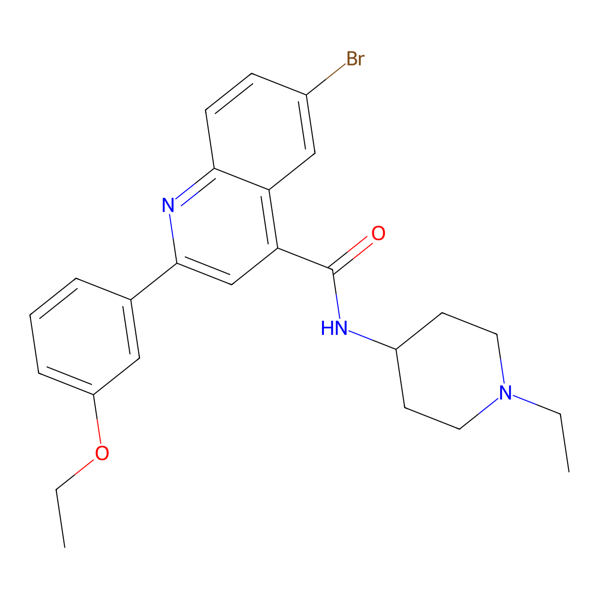 6-bromo-2-(3-ethoxyphenyl)-N-(1-ethylpiperidin-4-yl)quinoline-4-carboxamide molecular structure, CAS 588675-97-2