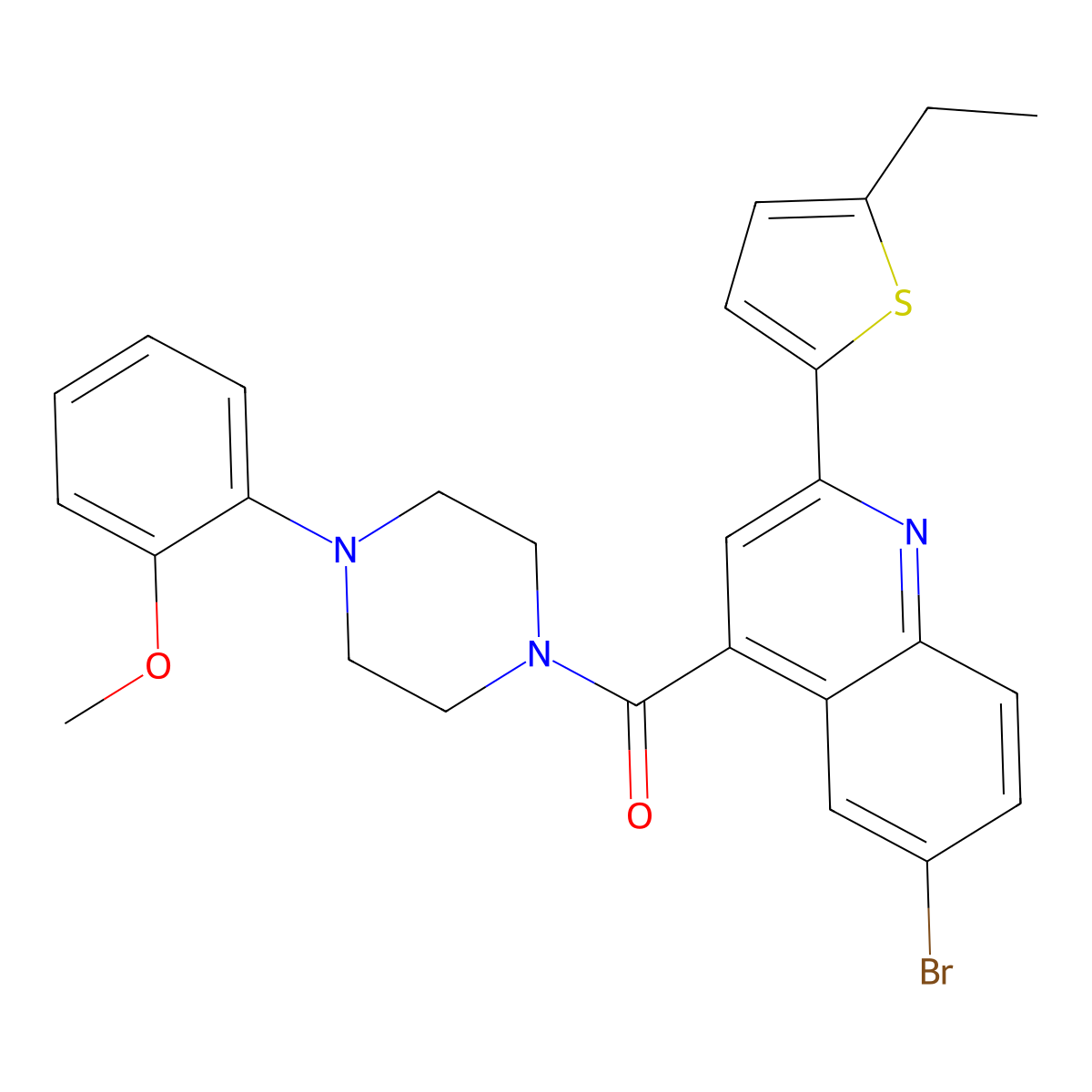 [6-Bromo-2-(5-ethylthiophen-2-yl)quinolin-4-yl]-[4-(2-methoxyphenyl)piperazin-1-yl]methanone molecular structure, CAS 588676-00-0