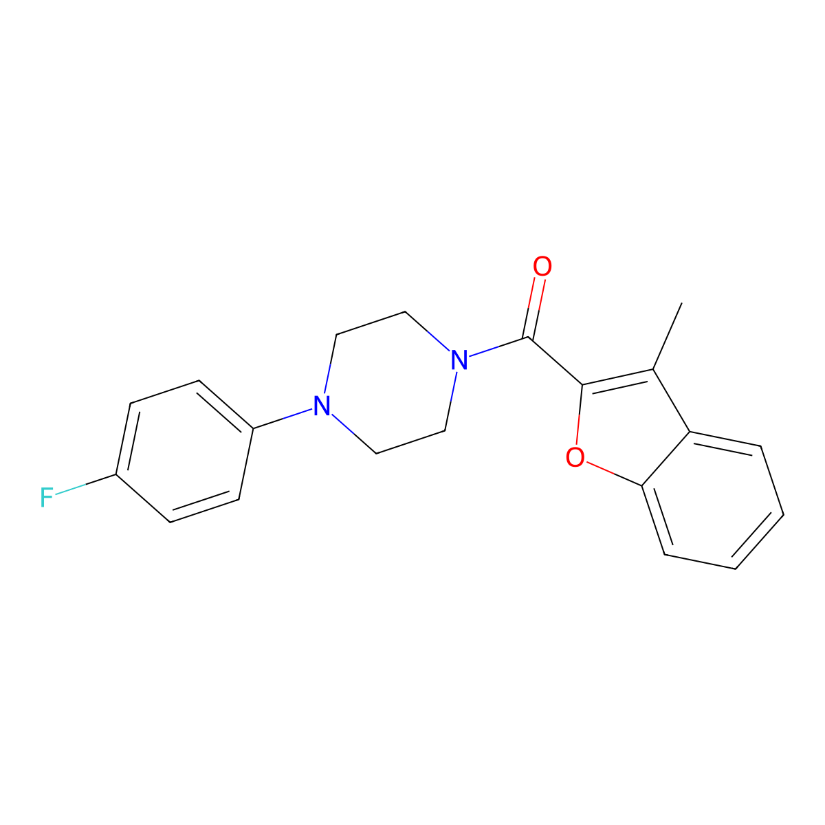 4-(4-Fluorophenyl)piperazinyl 3-methylbenzo[d]furan-2-yl ketone molecular structure, CAS 588676-08-8