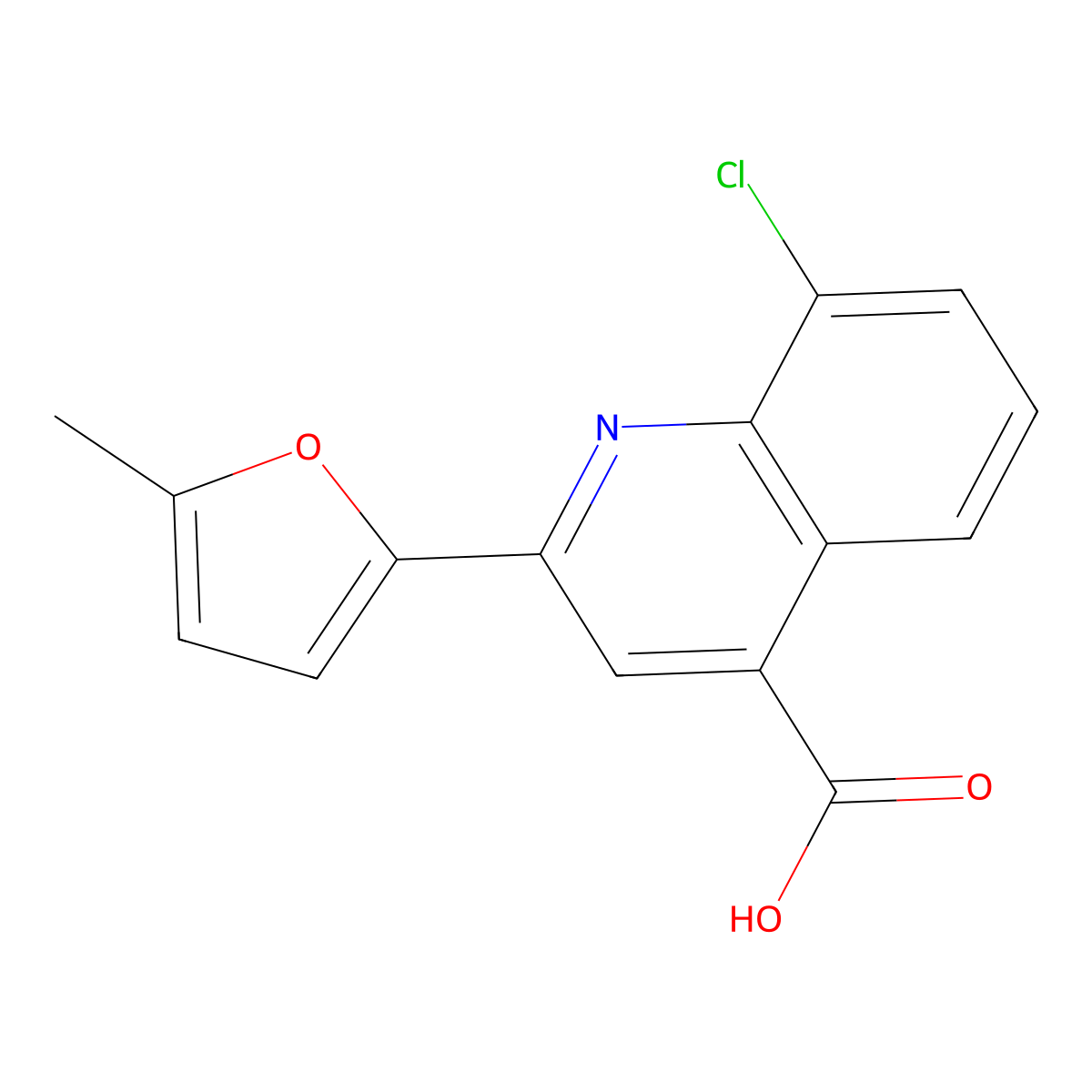 8-Chloro-2-(5-methyl-2-furyl)quinoline-4-carboxylic acid molecular structure, CAS 588676-14-6