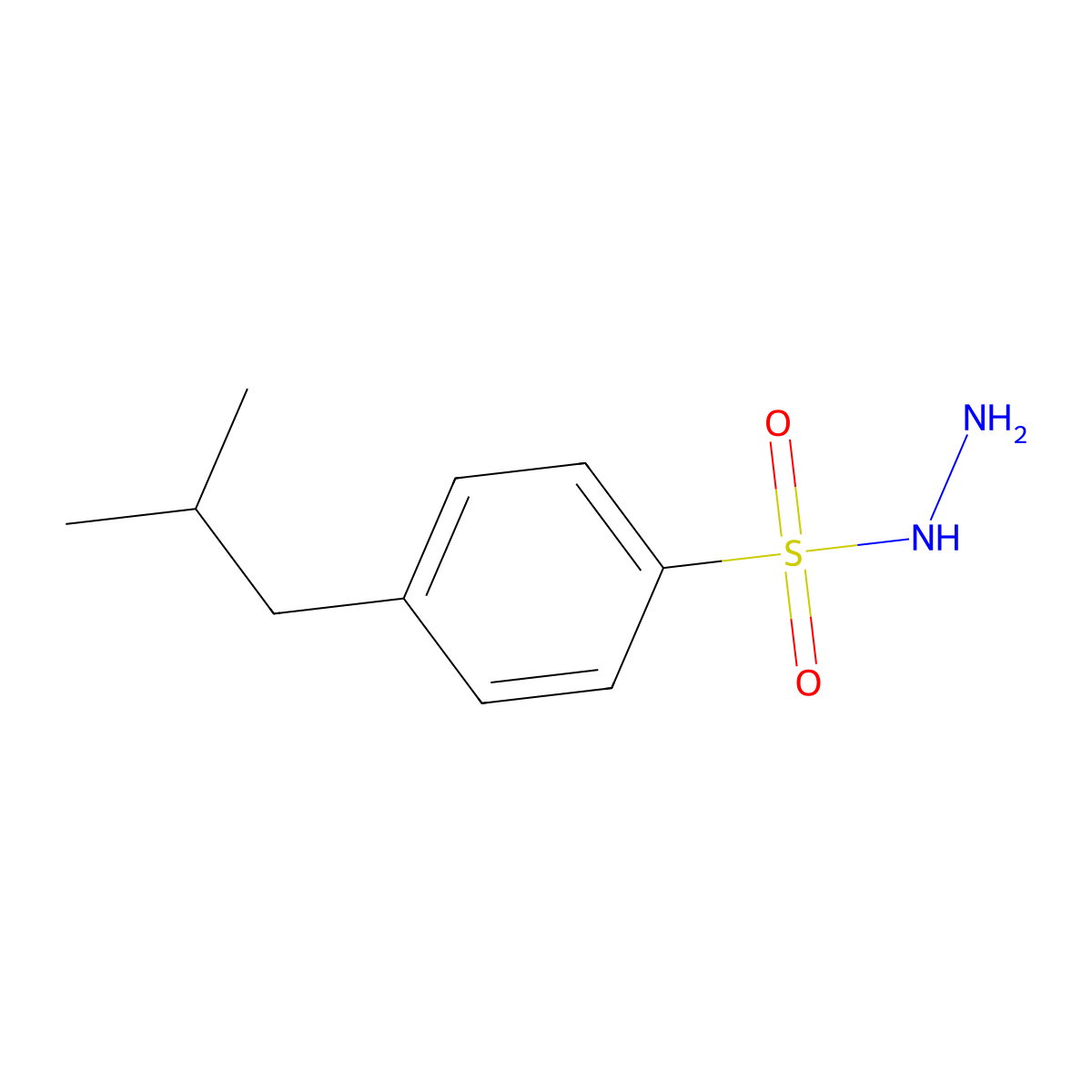 4-(2-Methylpropyl)benzenesulfonic acid hydrazide molecular structure, CAS 588676-15-7