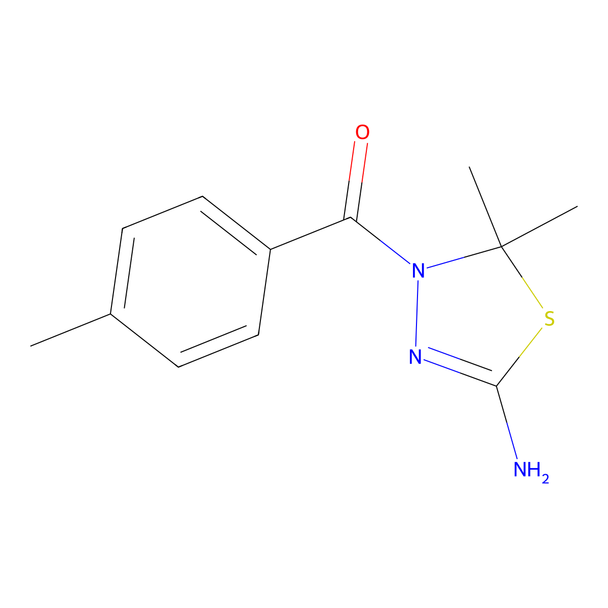 (5-Amino-2,2-dimethyl-1,3,4-thiadiazol-3(2H)-yl)(4-methylphenyl)methanone molecular structure, CAS 588676-16-8