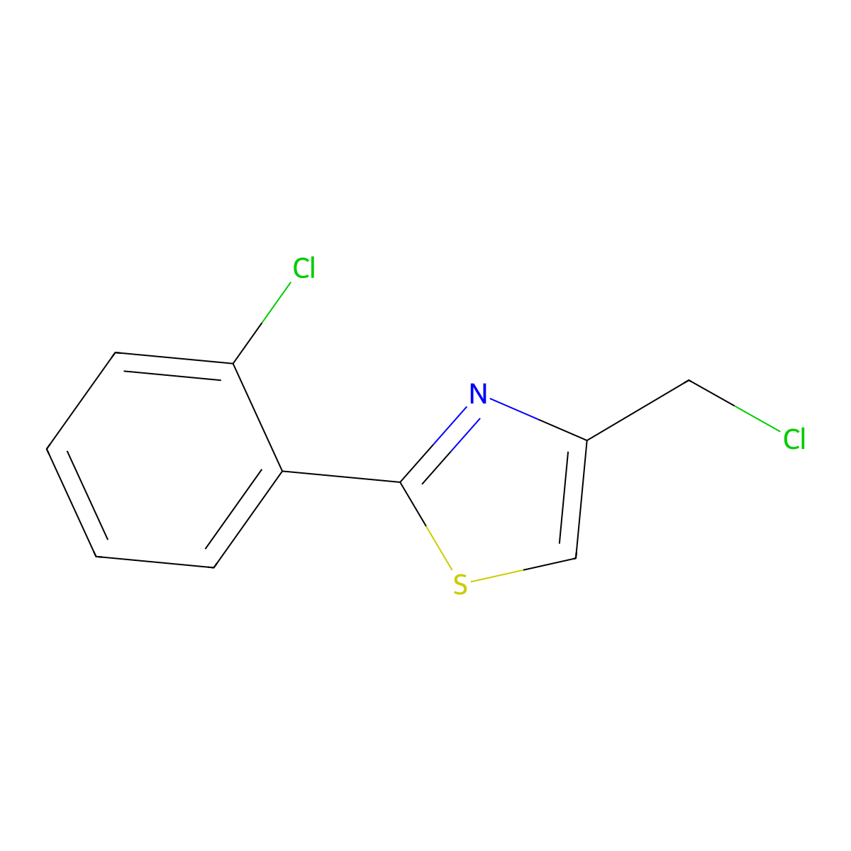 4-(Chloromethyl)-2-(2-chlorophenyl)-1,3-thiazole molecular structure, CAS 588676-51-1