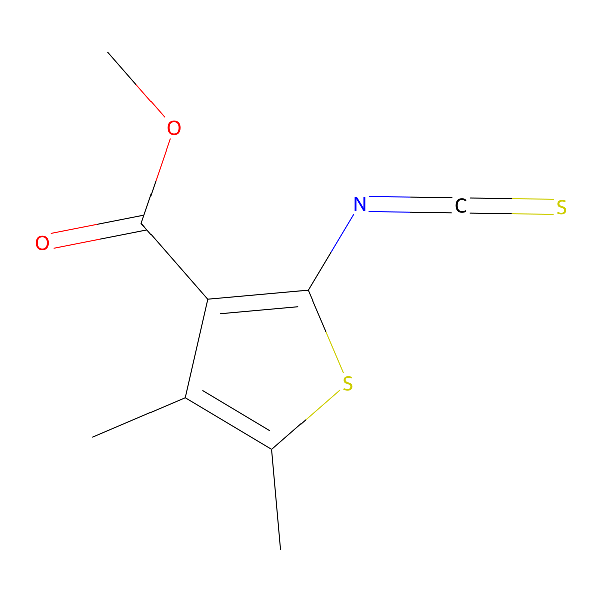 Methyl 2-isothiocyanato-4,5-dimethylthiophene-3-carboxylate molecular structure, CAS 588676-61-3