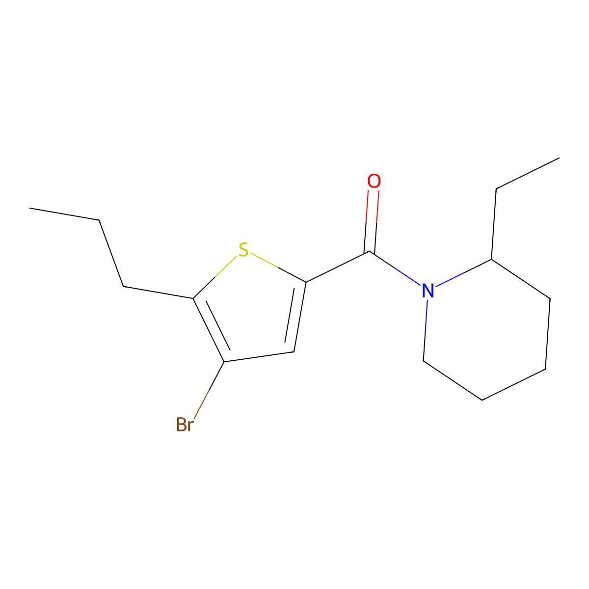 (4-Bromo-5-propylthiophen-2-yl)(2-ethylpiperidin-1-yl)methanone molecular structure, CAS 588676-75-9