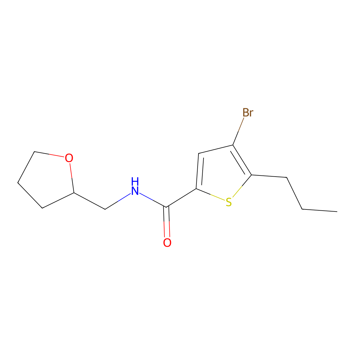 4-bromo-N-(oxolan-2-ylmethyl)-5-propylthiophene-2-carboxamide molecular structure, CAS 588676-79-3