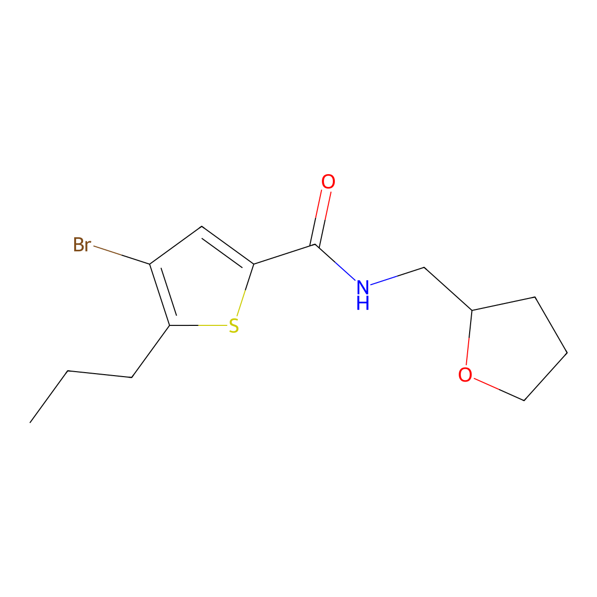 4-bromo-N-(oxolan-2-ylmethyl)-5-propylthiophene-2-carboxamide molecular structure, CAS 588676-79-3