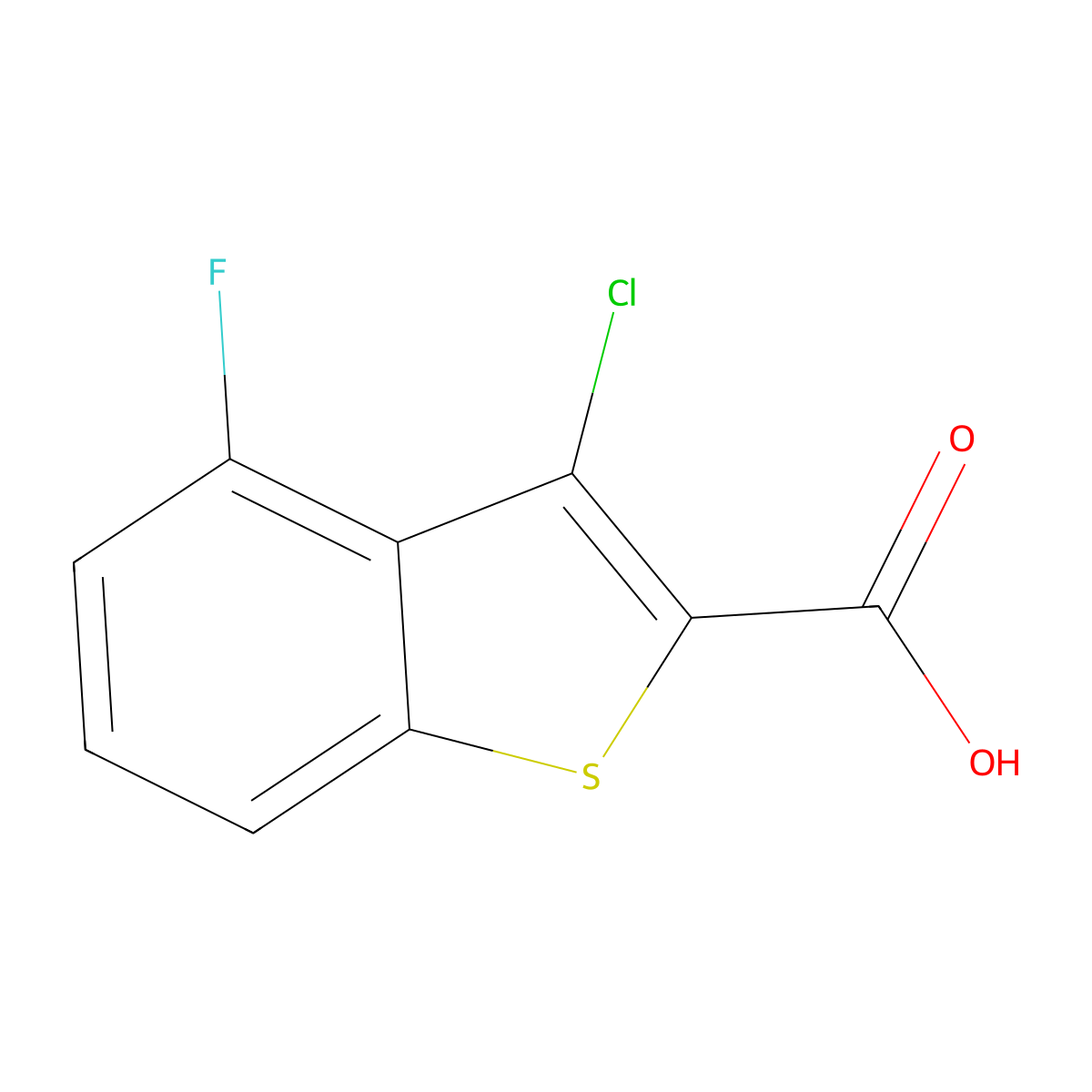 3-Chloro-4-fluoro-1-benzothiophene-2-carboxylic acid molecular structure, CAS 588676-90-8