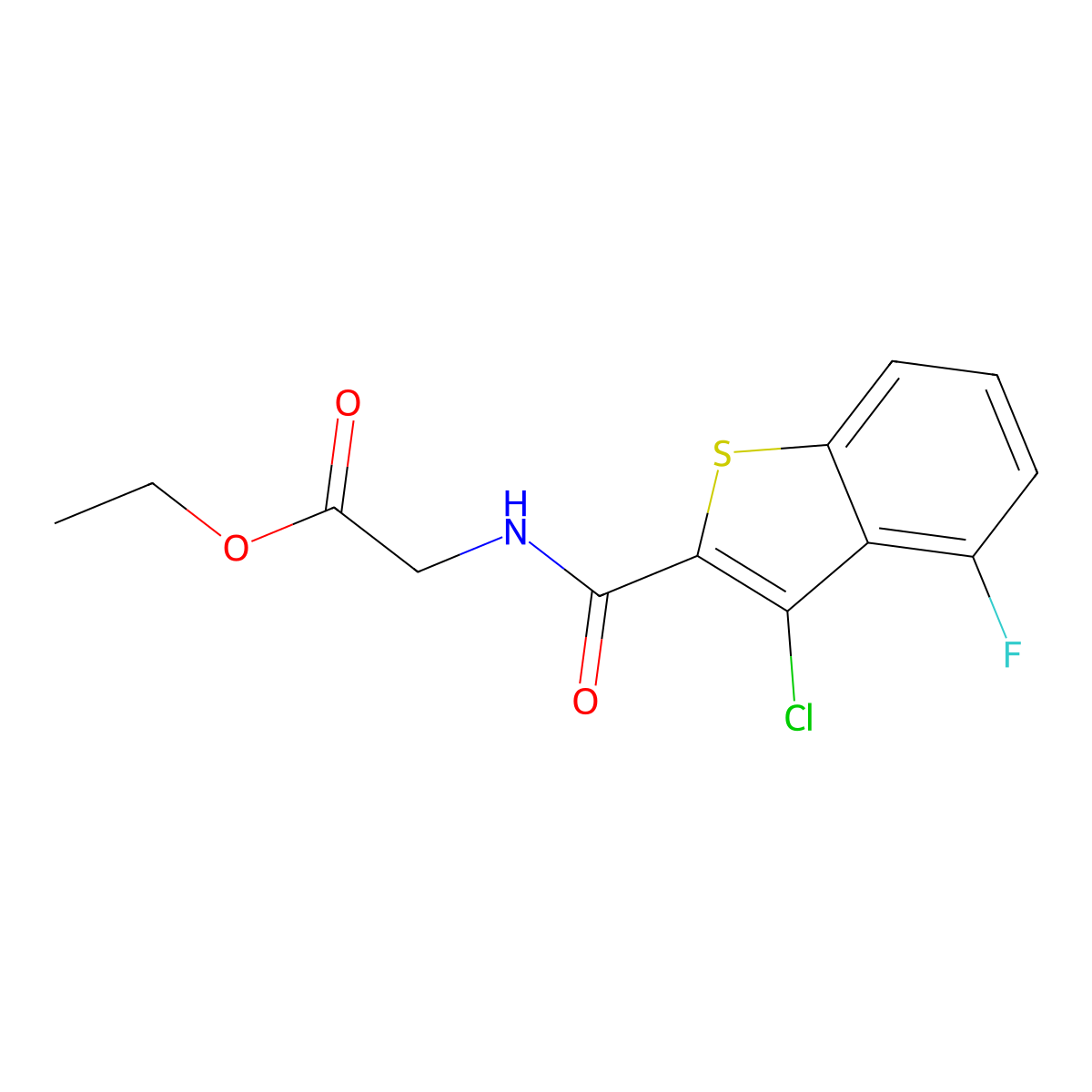 Glycine, N-[(3-chloro-4-fluorobenzo[b]thien-2-yl)carbonyl]-, ethyl ester (9CI) molecular structure, CAS 588677-16-1