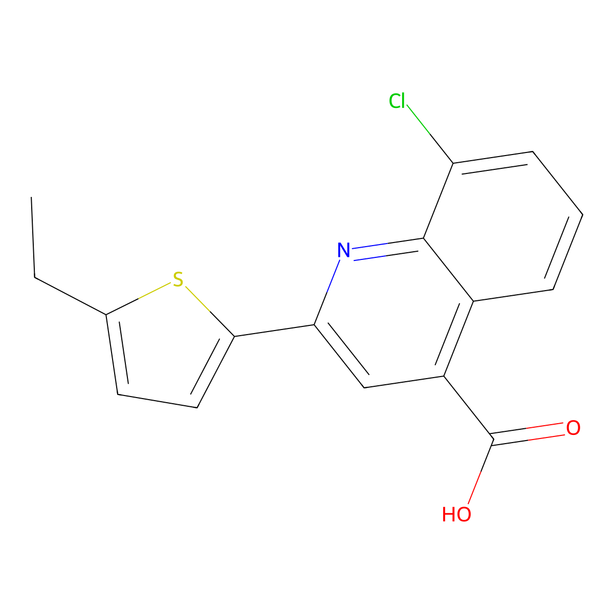 8-Chloro-2-(5-ethylthiophen-2-yl)quinoline-4-carboxylic acid molecular structure, CAS 588677-30-9