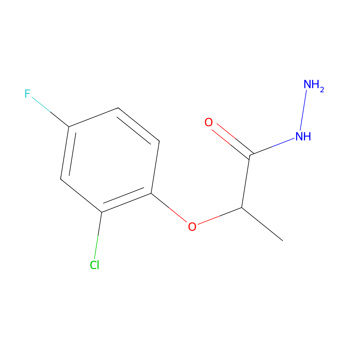 2-(2-Chloro-4-fluorophenoxy)propanohydrazide molecular structure, CAS 588677-35-4