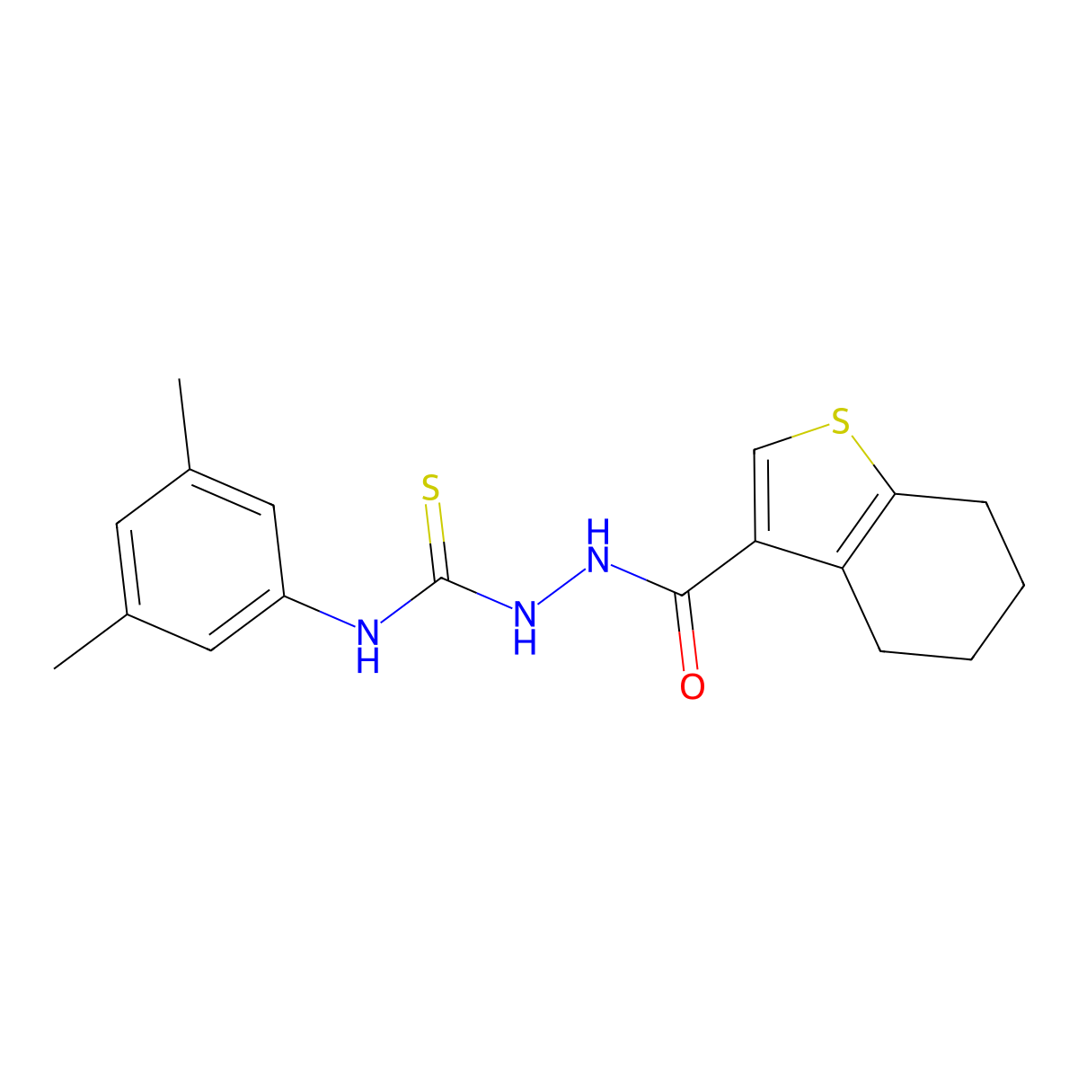 1-(3,5-Dimethylphenyl)-3-(4,5,6,7-tetrahydro-1-benzothiophene-3-carbonylamino)thiourea molecular structure, CAS 588677-44-5