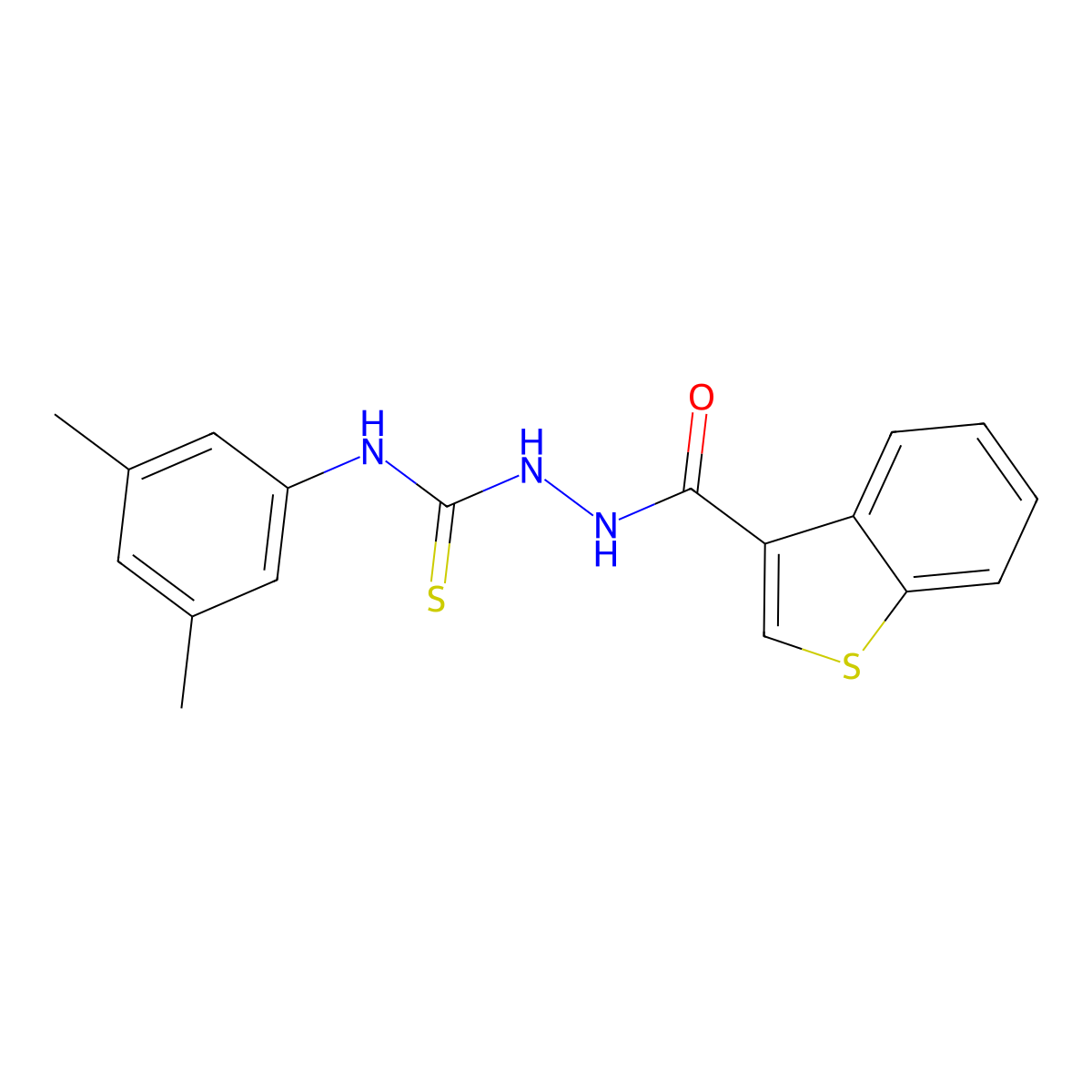 2-(1-benzothiophen-3-ylcarbonyl)-N-(3,5-dimethylphenyl)hydrazinecarbothioamide molecular structure, CAS 588677-46-7