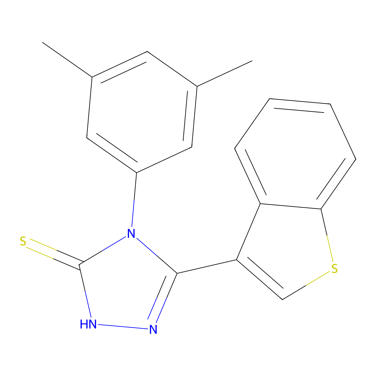5-Benzo[b]thiophen-3-yl-4-(3,5-dimethylphenyl)-1,2,4-triazole-3-thiol molecular structure, CAS 588677-89-8