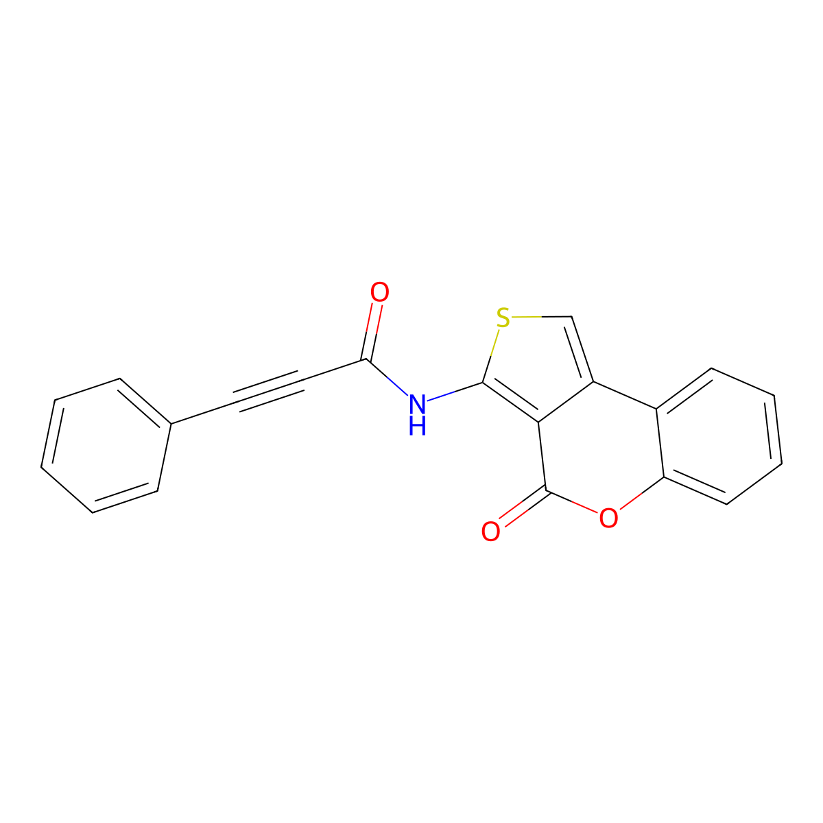 N-(4-oxothieno[3,4-c]chromen-3-yl)-3-phenylprop-2-ynamide molecular structure, CAS 588678-13-1