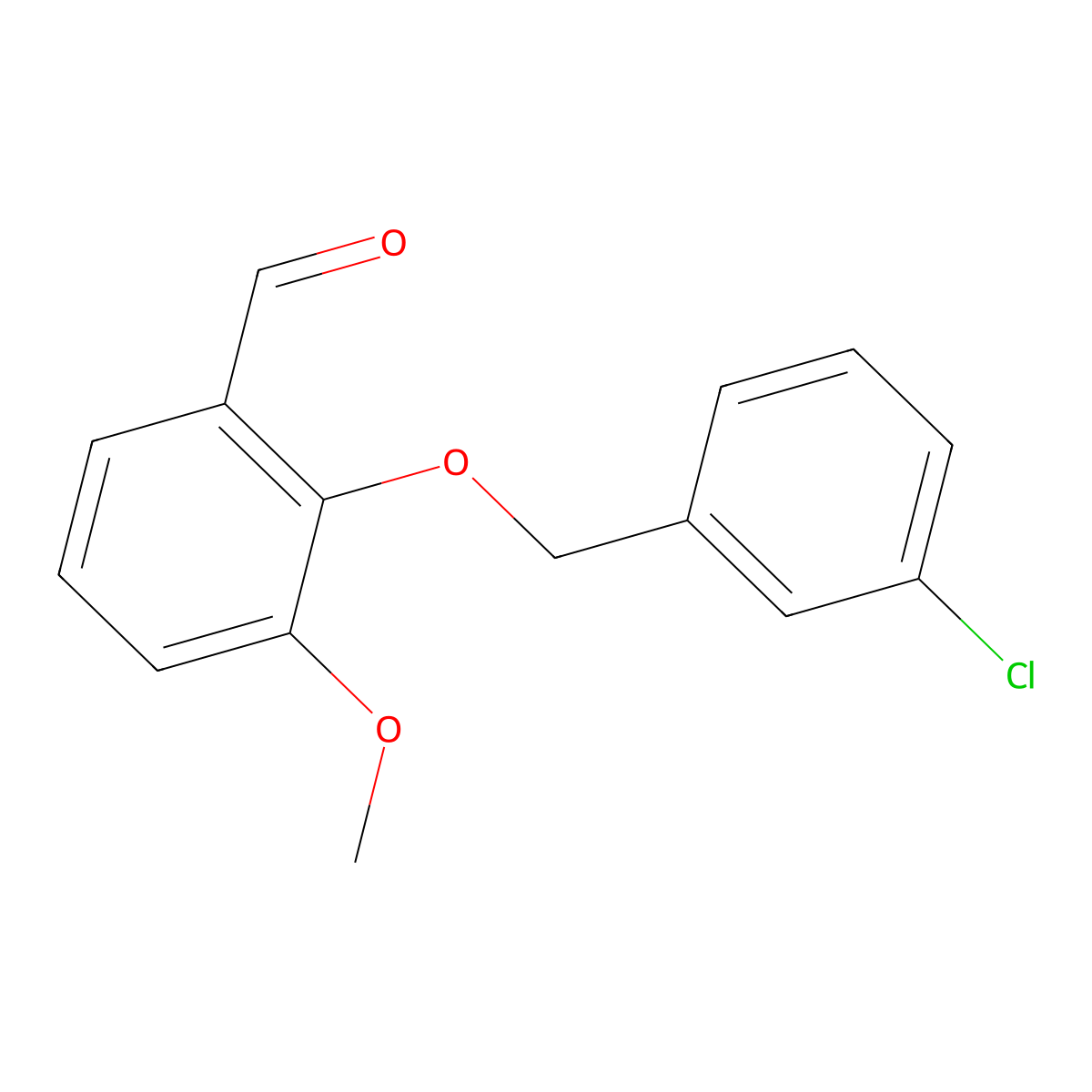 2-((3-Chlorophenyl)methoxy)-3-methoxybenzaldehyde molecular structure, CAS 588678-18-6