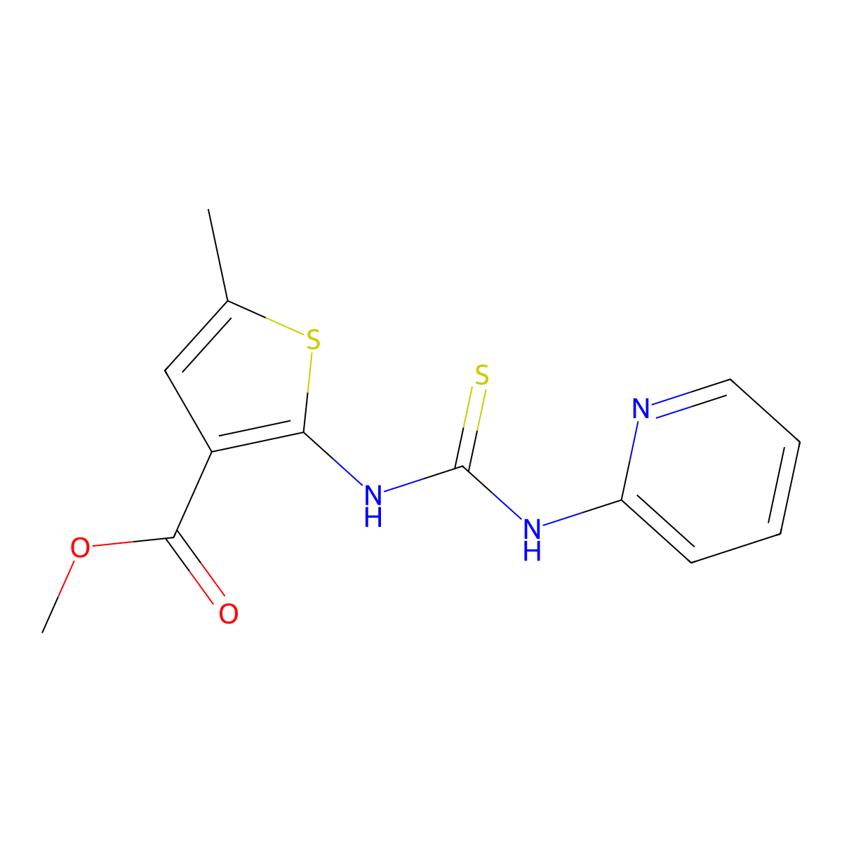 Methyl 5-methyl-2-[(pyridin-2-ylcarbamothioyl)amino]thiophene-3-carboxylate molecular structure, CAS 588678-49-3