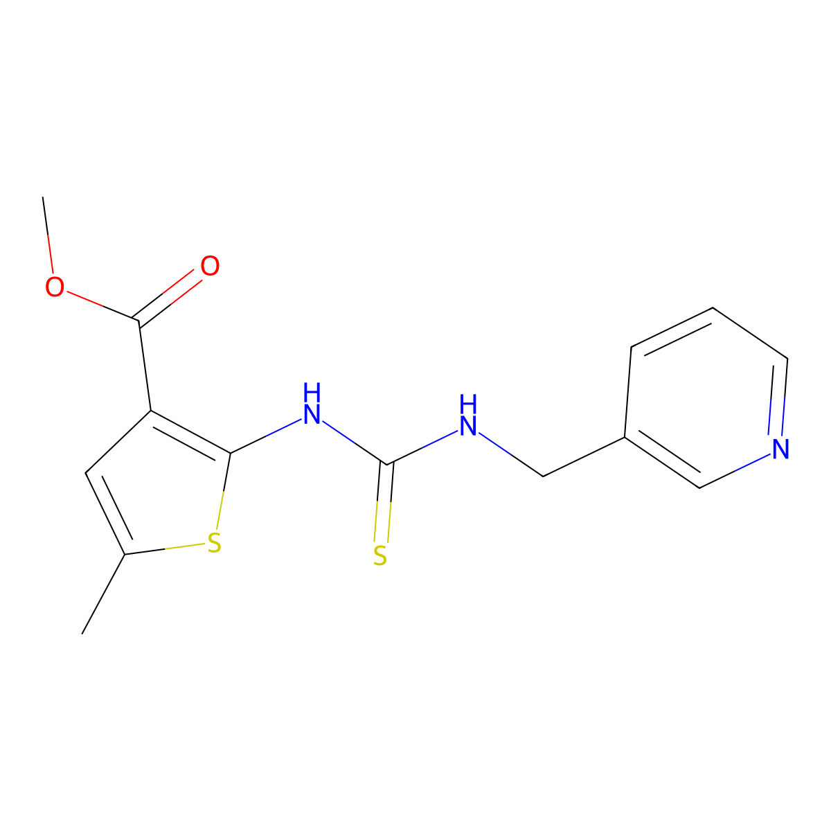 Methyl 5-methyl-2-{[(pyridin-3-ylmethyl)carbamothioyl]amino}thiophene-3-carboxylate molecular structure, CAS 588678-52-8