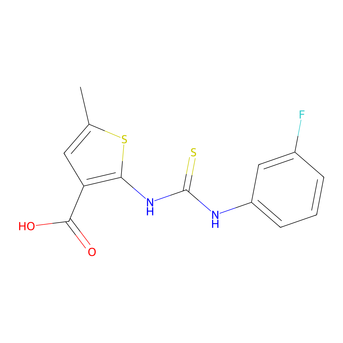Thiophene-3-carboxylic acid, 2-[3-(3-fluorophenyl)isothioureido]-5-methyl- molecular structure, CAS 588678-73-3