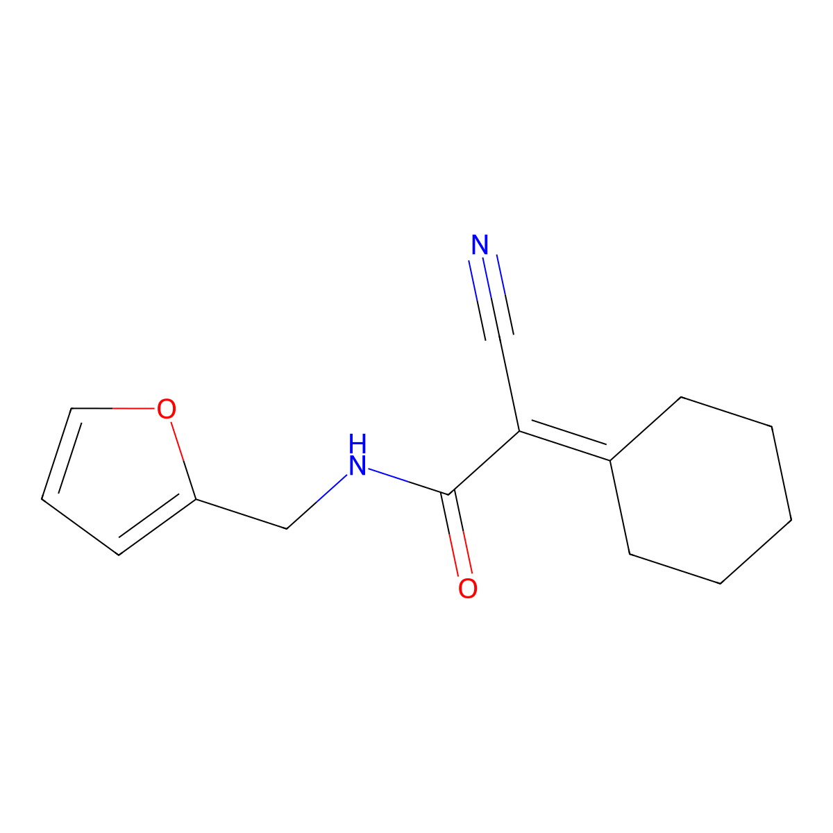2-Cyano-2-cyclohexylidene-N-(2-furanylmethyl)acetamide molecular structure, CAS 588678-86-8