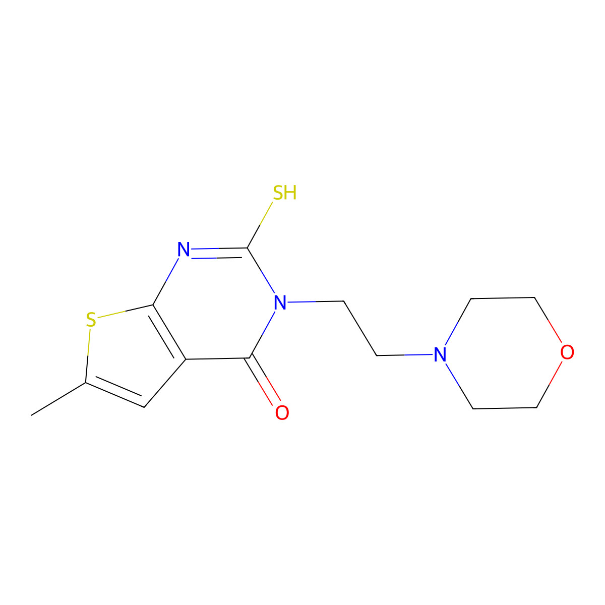 6-methyl-3-[2-(morpholin-4-yl)ethyl]-2-sulfanylthieno[2,3-d]pyrimidin-4(3H)-one molecular structure, CAS 588678-92-6