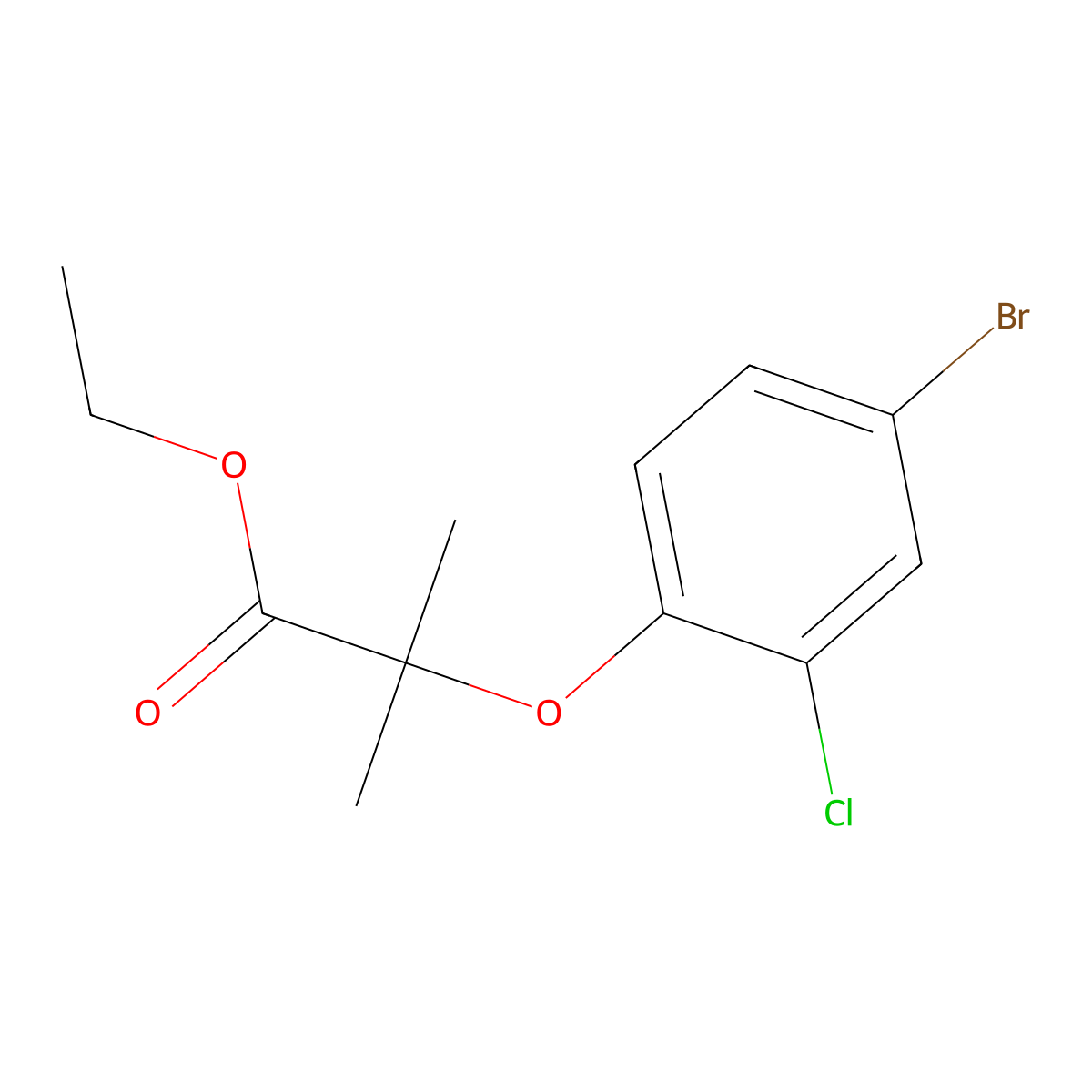 Propanoic acid, 2-(4-bromo-2-chlorophenoxy)-2-methyl-, ethyl ester molecular structure, CAS 588679-11-2