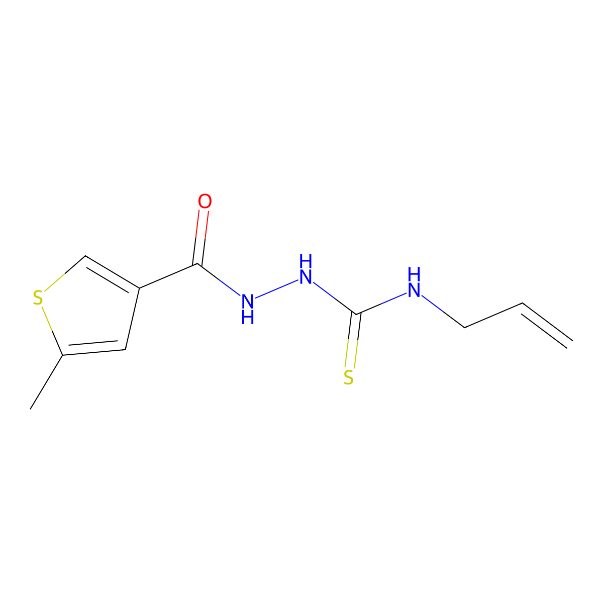 5-Methyl-3-thiophenecarboxylic acid 2-((2-propen-1-ylamino)thioxomethyl)hydrazide molecular structure, CAS 588679-52-1
