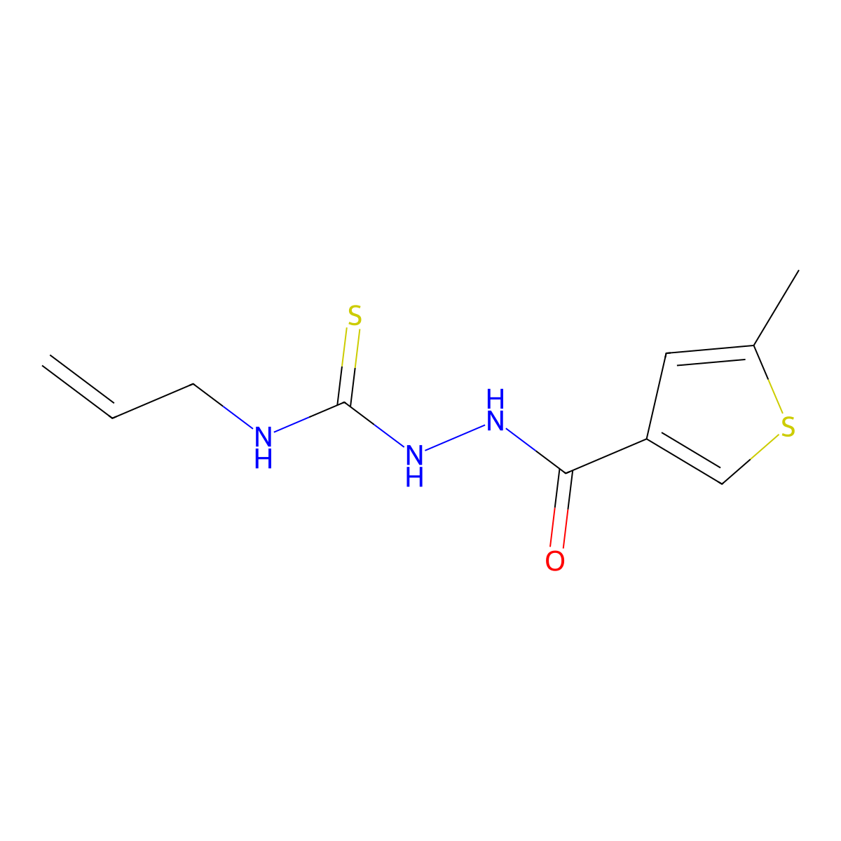 5-Methyl-3-thiophenecarboxylic acid 2-((2-propen-1-ylamino)thioxomethyl)hydrazide molecular structure, CAS 588679-52-1