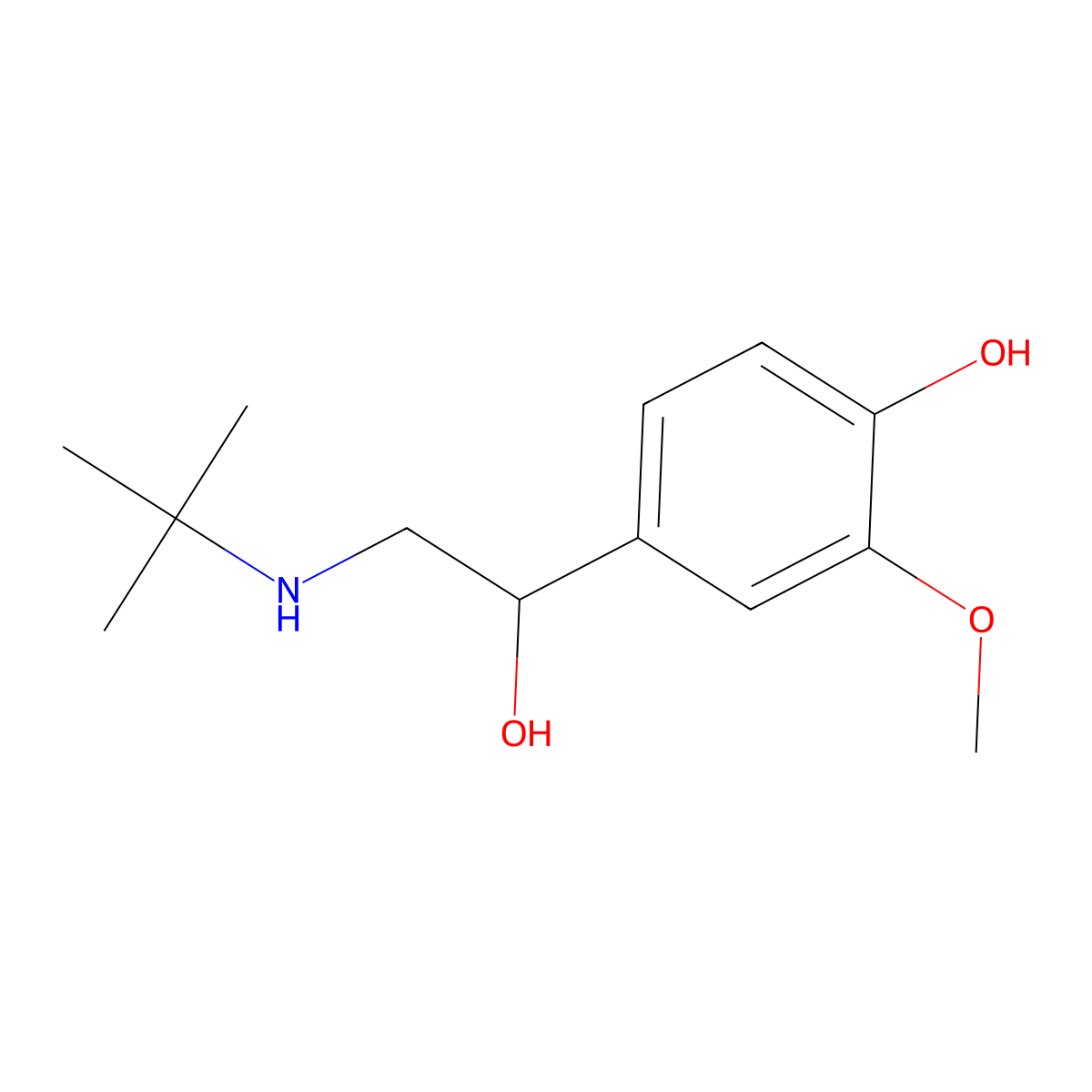 4-[2-(Tert-butylamino)-1-hydroxyethyl]-2-methoxyphenol molecular structure, CAS 58868-93-2