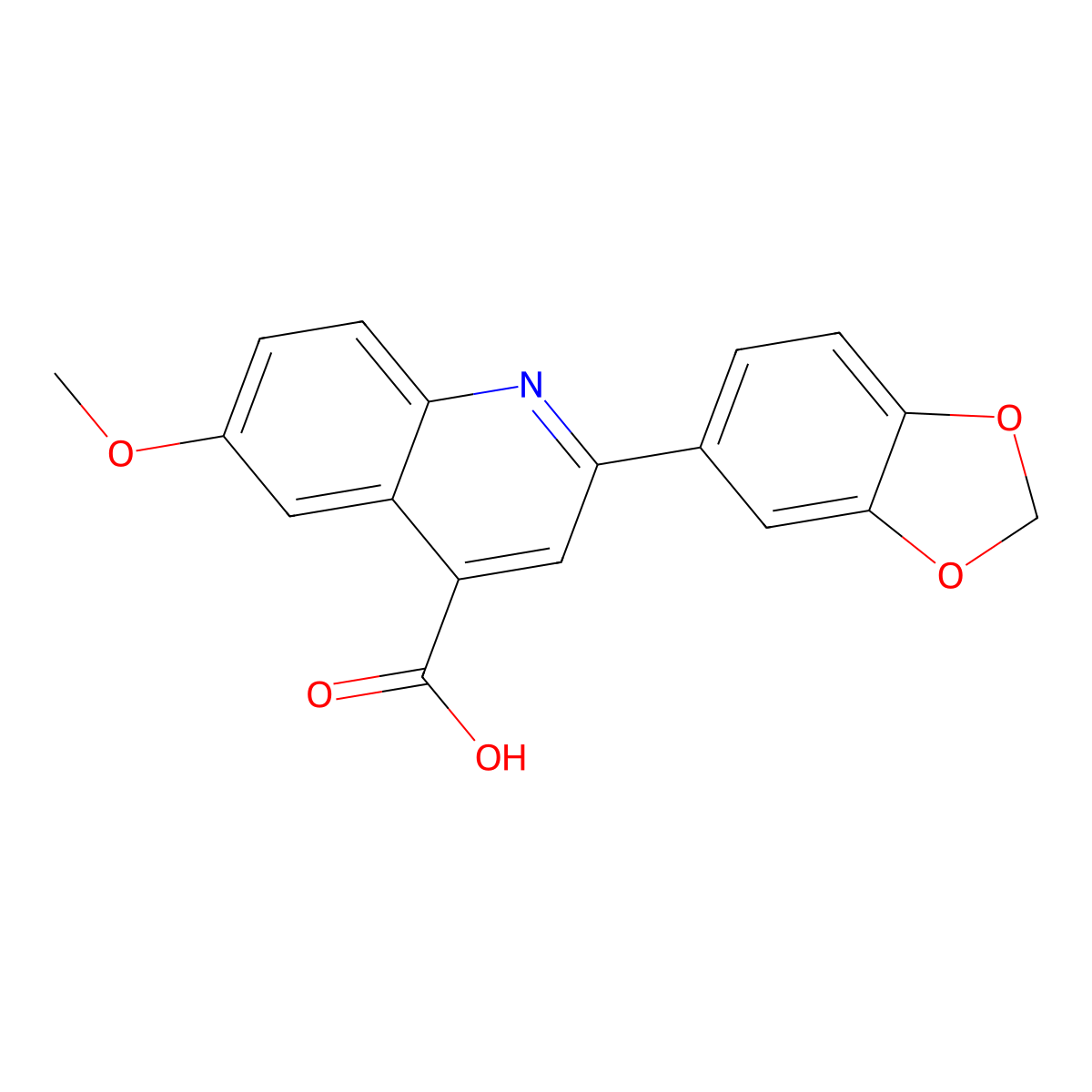 2-(1,3-Benzodioxol-5-yl)-6-methoxyquinoline-4-carboxylic acid molecular structure, CAS 588680-04-0