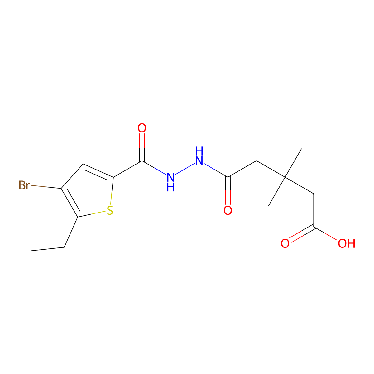 5-(2-(4-Bromo-5-ethylthiophene-2-carbonyl)hydrazinyl)-3,3-dimethyl-5-oxopentanoic acid molecular structure, CAS 588680-22-2