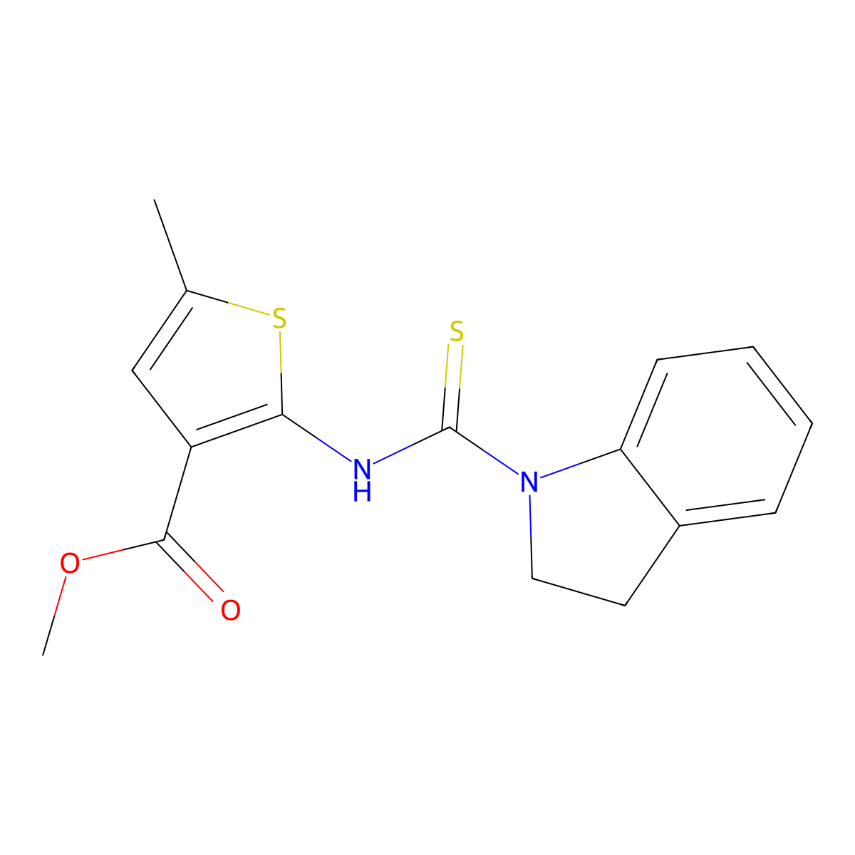 Methyl 2-[(indolinylthioxomethyl)amino]-5-methylthiophene-3-carboxylate molecular structure, CAS 588680-33-5