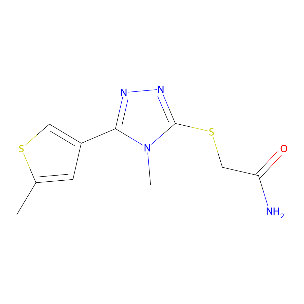 2-[[4-Methyl-5-(5-methylthiophen-3-yl)-1,2,4-triazol-3-yl]sulfanyl]acetamide molecular structure, CAS 588680-52-8