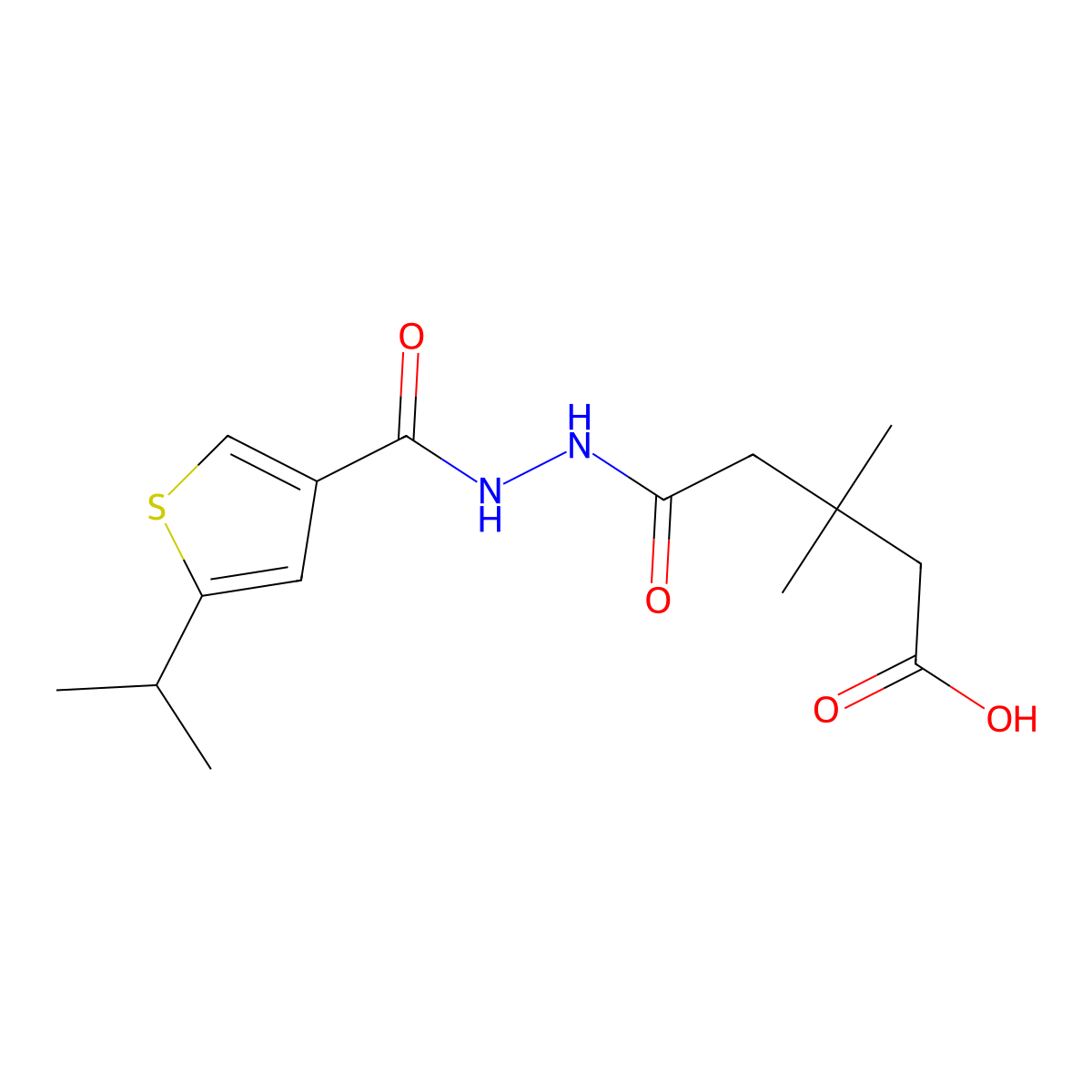 3,3-Dimethyl-5-oxo-5-(2-{[5-(propan-2-yl)thiophen-3-yl]carbonyl}hydrazinyl)pentanoic acid molecular structure, CAS 588680-66-4