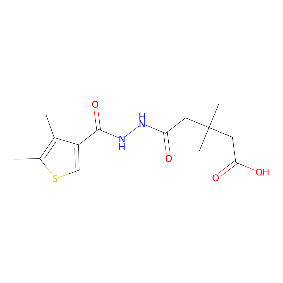 5-(2-(4,5-Dimethylthiophene-3-carbonyl)hydrazinyl)-3,3-dimethyl-5-oxopentanoic acid molecular structure, CAS 588681-10-1