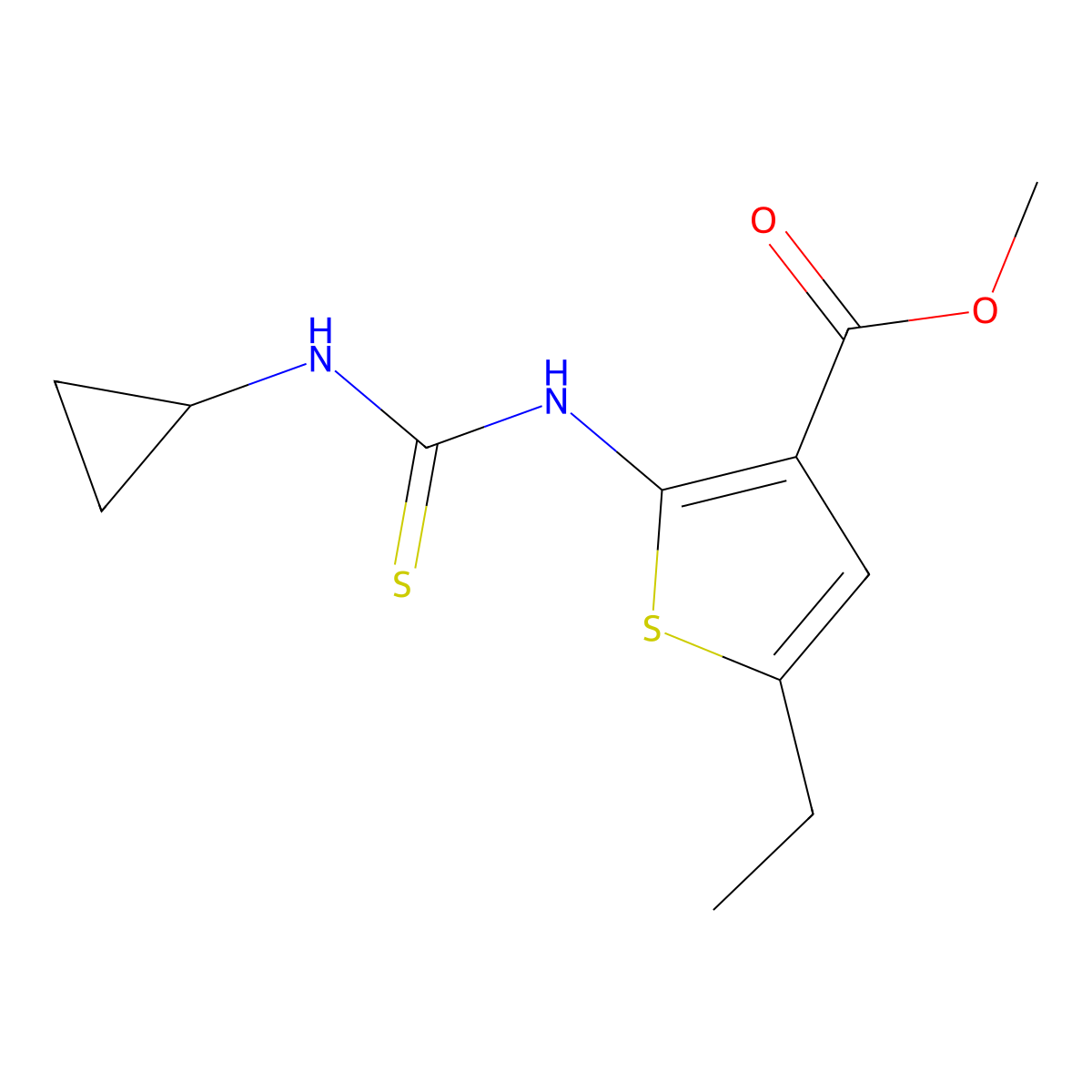 Methyl 2-[(cyclopropylcarbamothioyl)amino]-5-ethylthiophene-3-carboxylate molecular structure, CAS 588681-16-7