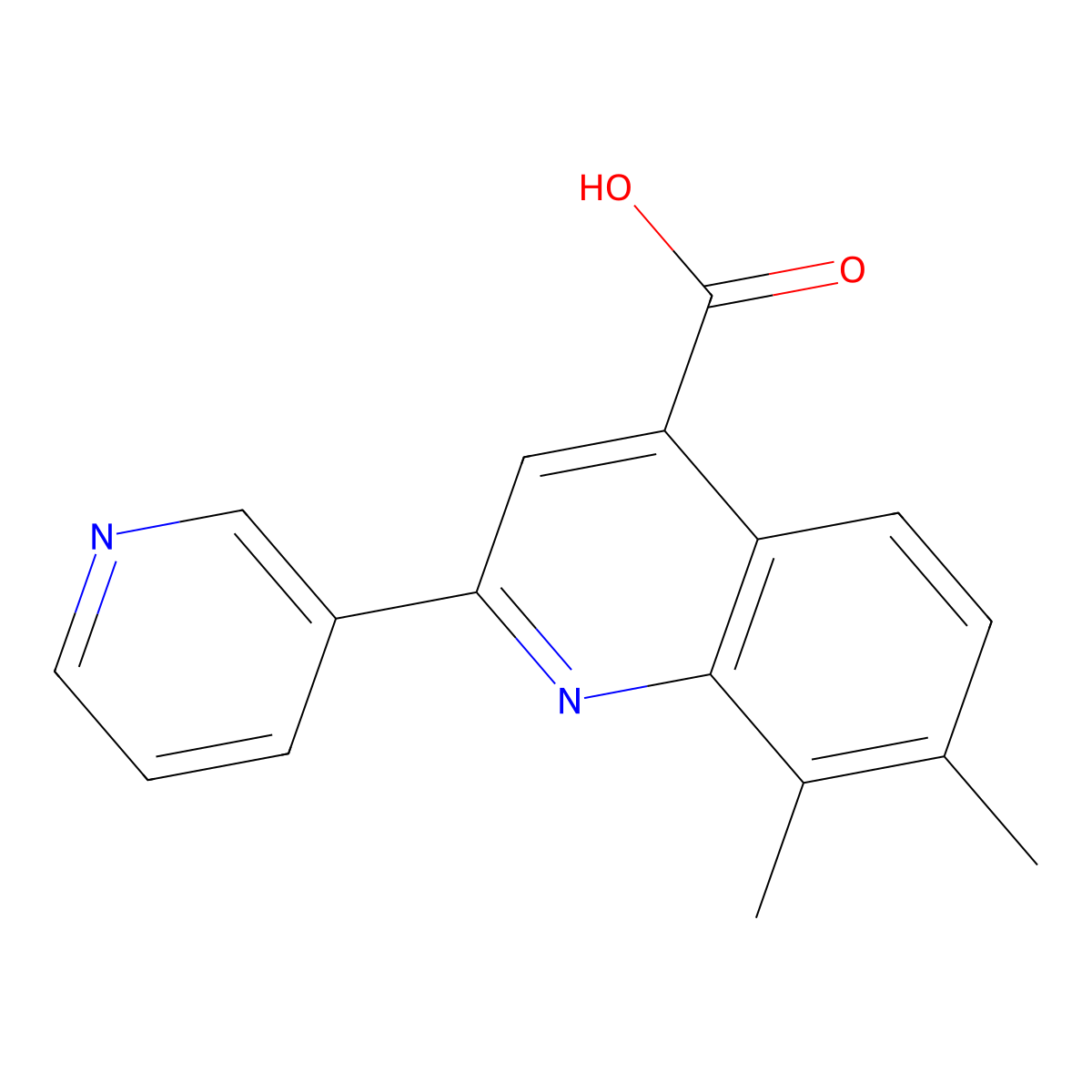 7,8-Dimethyl-2-(3-pyridinyl)-4-quinolinecarboxylic acid molecular structure, CAS 588681-47-4