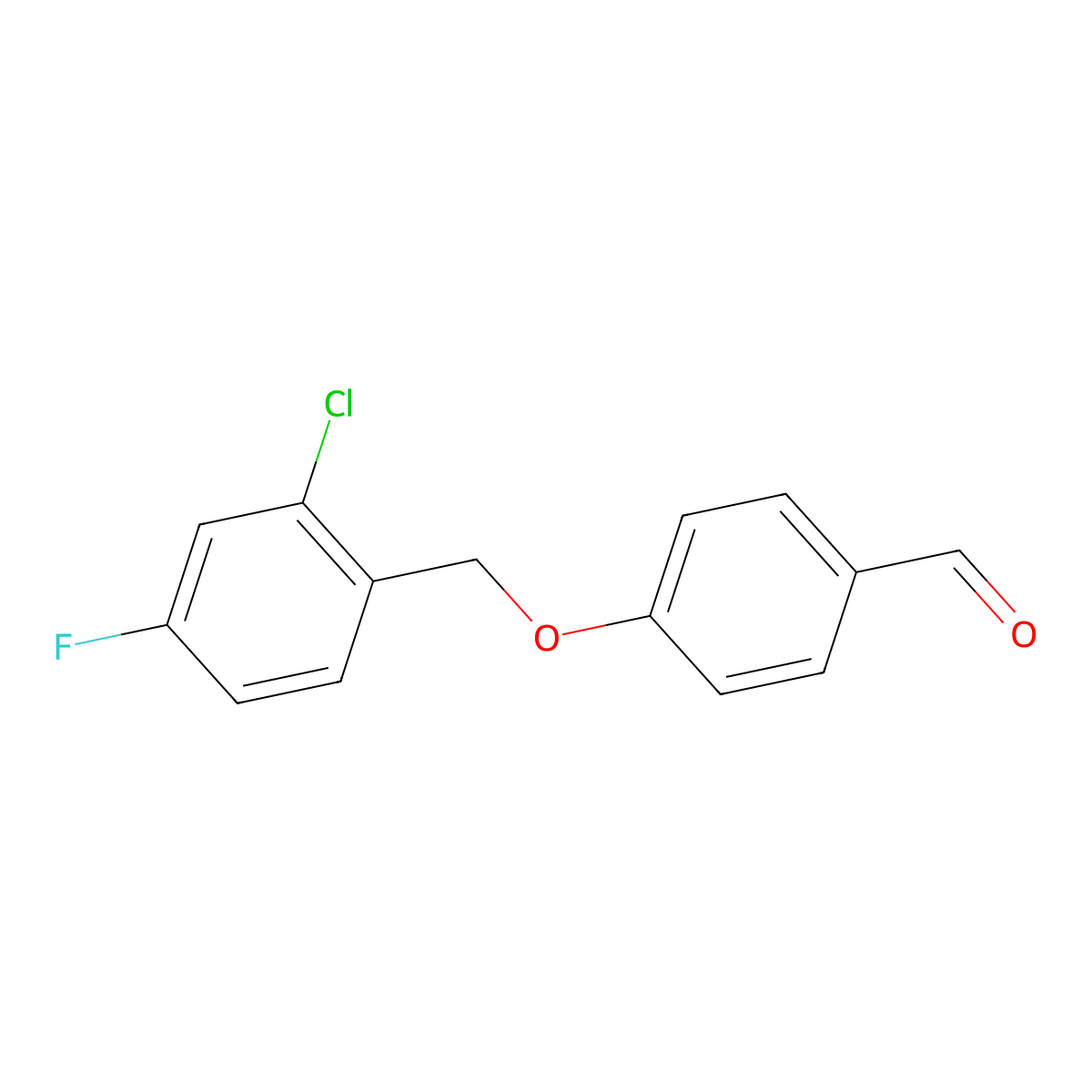 4-((2-Chloro-4-fluorophenyl)methoxy)benzaldehyde molecular structure, CAS 588681-51-0