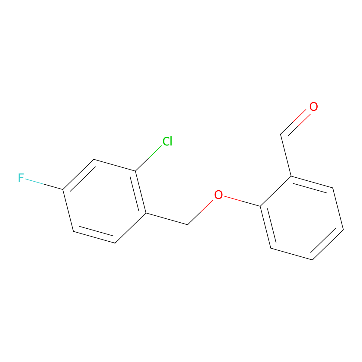2-[(2-Chloro-4-fluorobenzyl)oxy]benzaldehyde molecular structure, CAS 588681-52-1