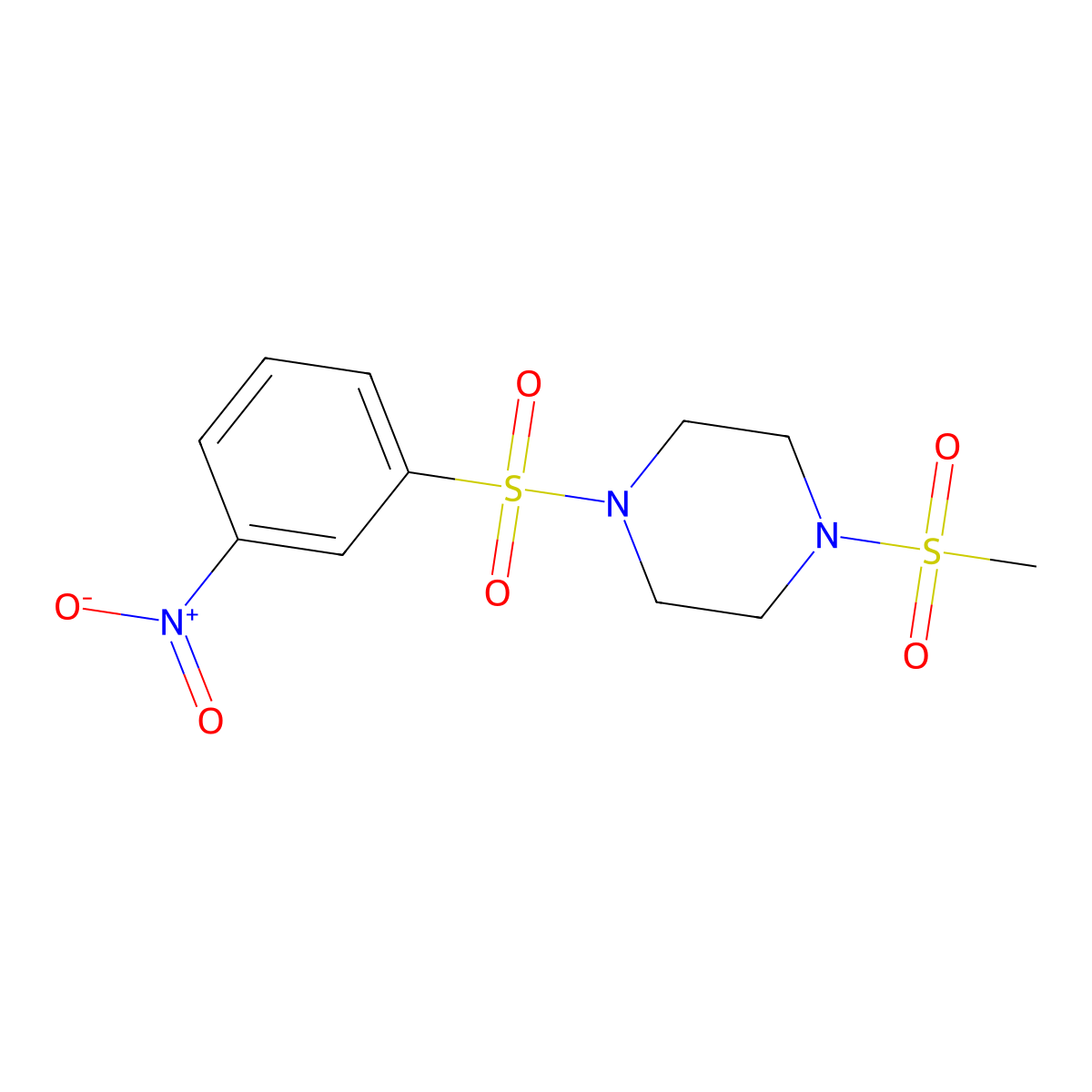 1-(Methylsulfonyl)-4-[(3-nitrophenyl)sulfonyl]piperazine molecular structure, CAS 588681-65-6